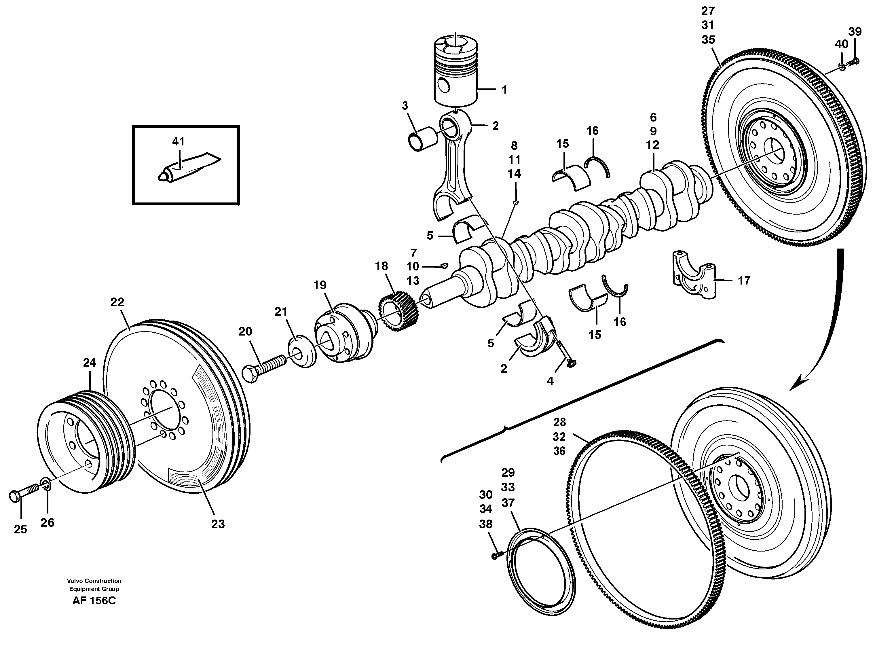 Схема запчастей Volvo L150 - 5446 Crankshaft and related parts L150/L150C VOLVO BM VOLVO BM L150/L150C SER NO - 2767/- 60708