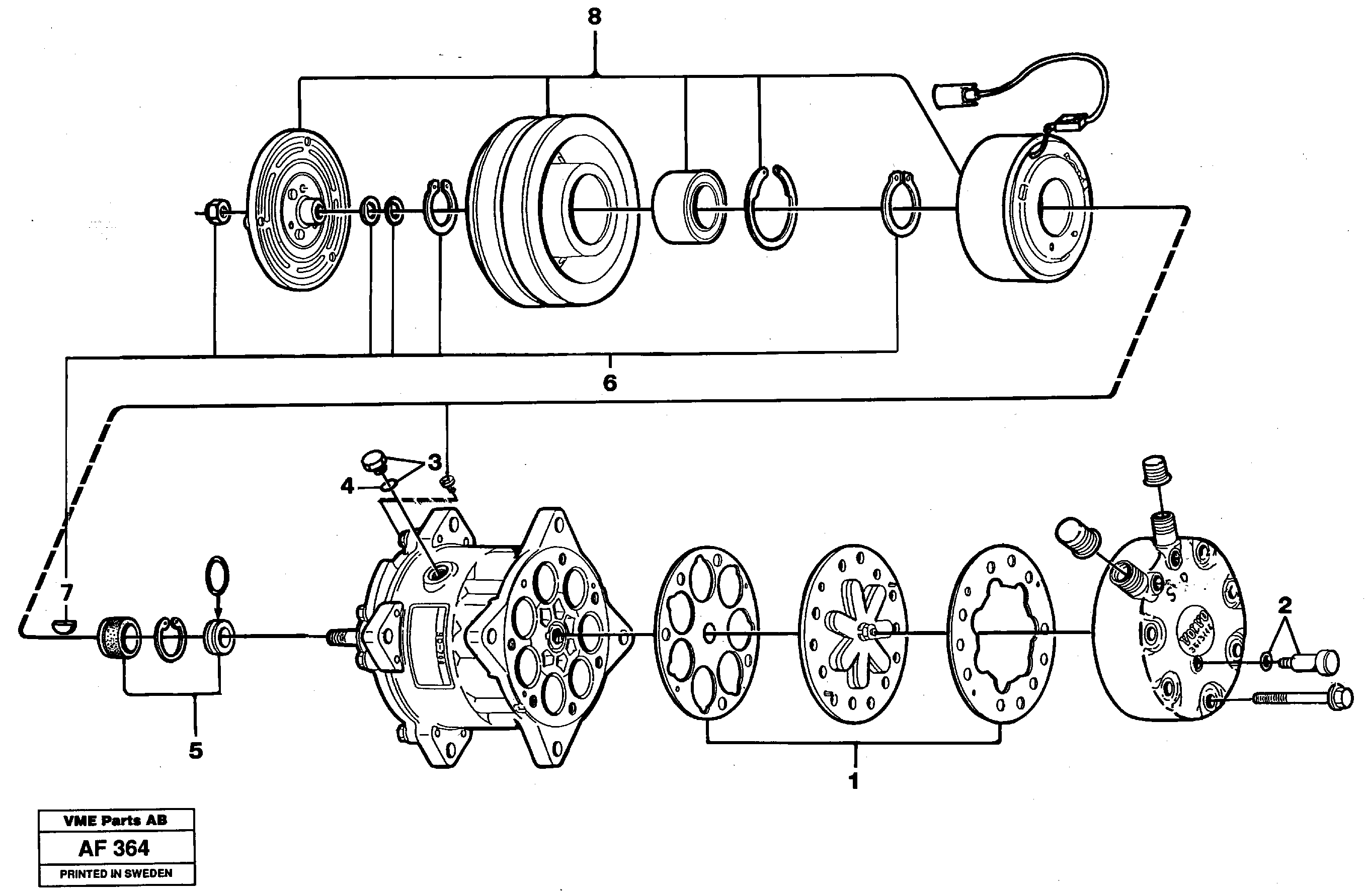 Схема запчастей Volvo L150 - 24814 Compressor L150/L150C VOLVO BM VOLVO BM L150/L150C SER NO - 2767/- 60708