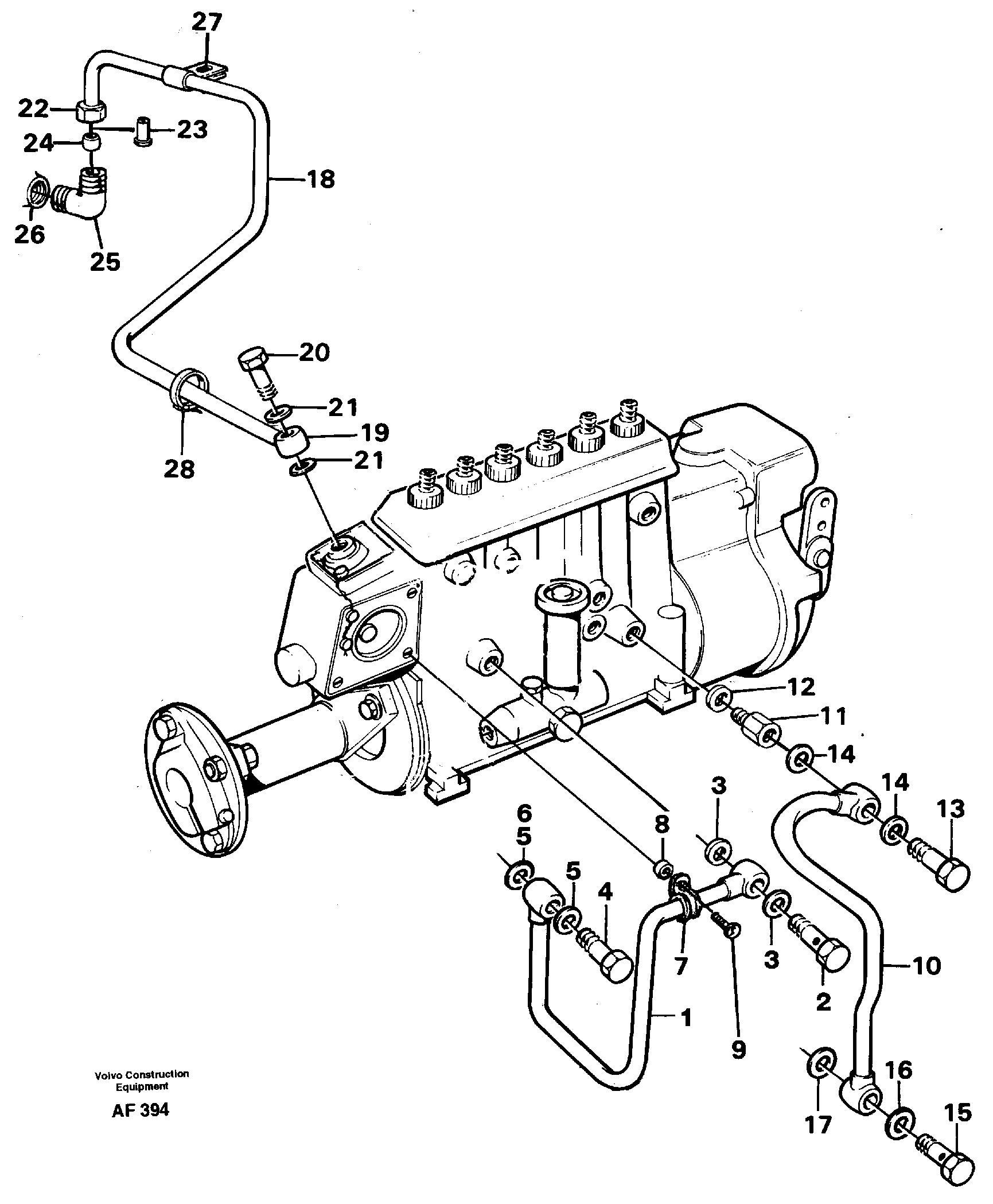 Схема запчастей Volvo L150 - 28772 Fuel system, oil pipe L150/L150C VOLVO BM VOLVO BM L150/L150C SER NO - 2767/- 60708