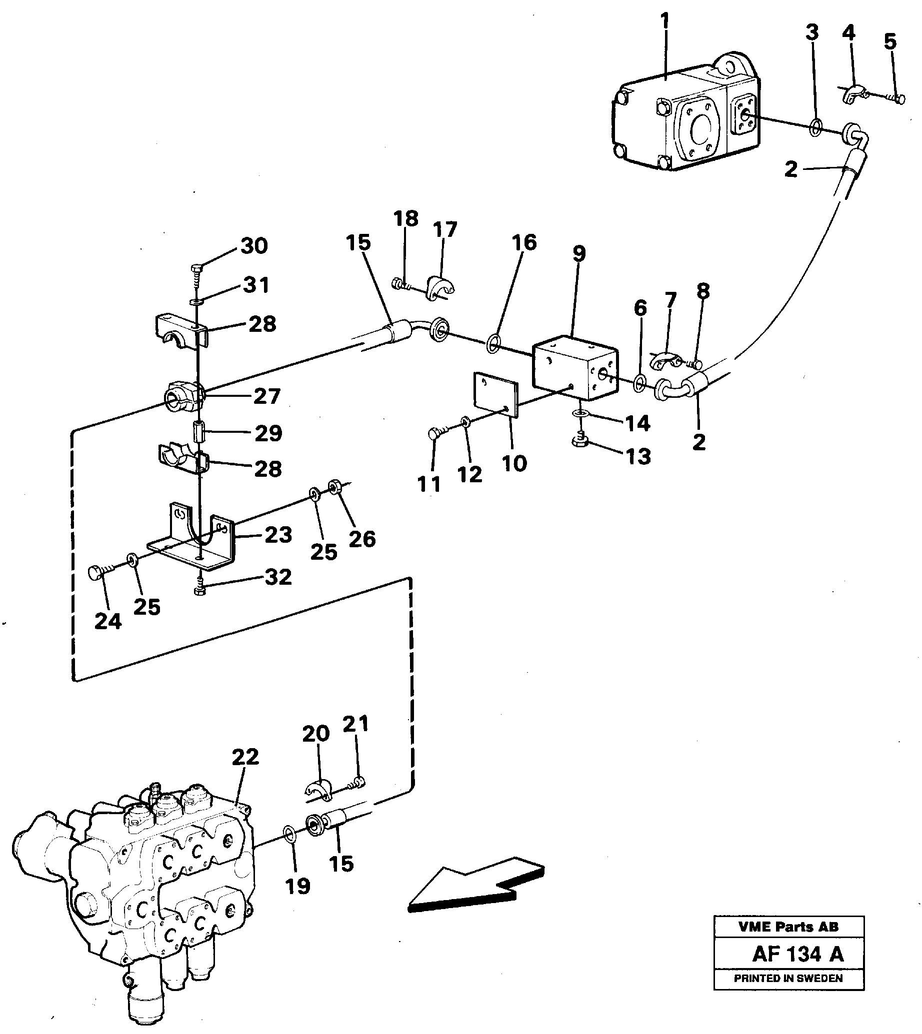 Схема запчастей Volvo L150 - 99328 Hydraulic system, feed line L150/L150C VOLVO BM VOLVO BM L150/L150C SER NO - 2767/- 60708