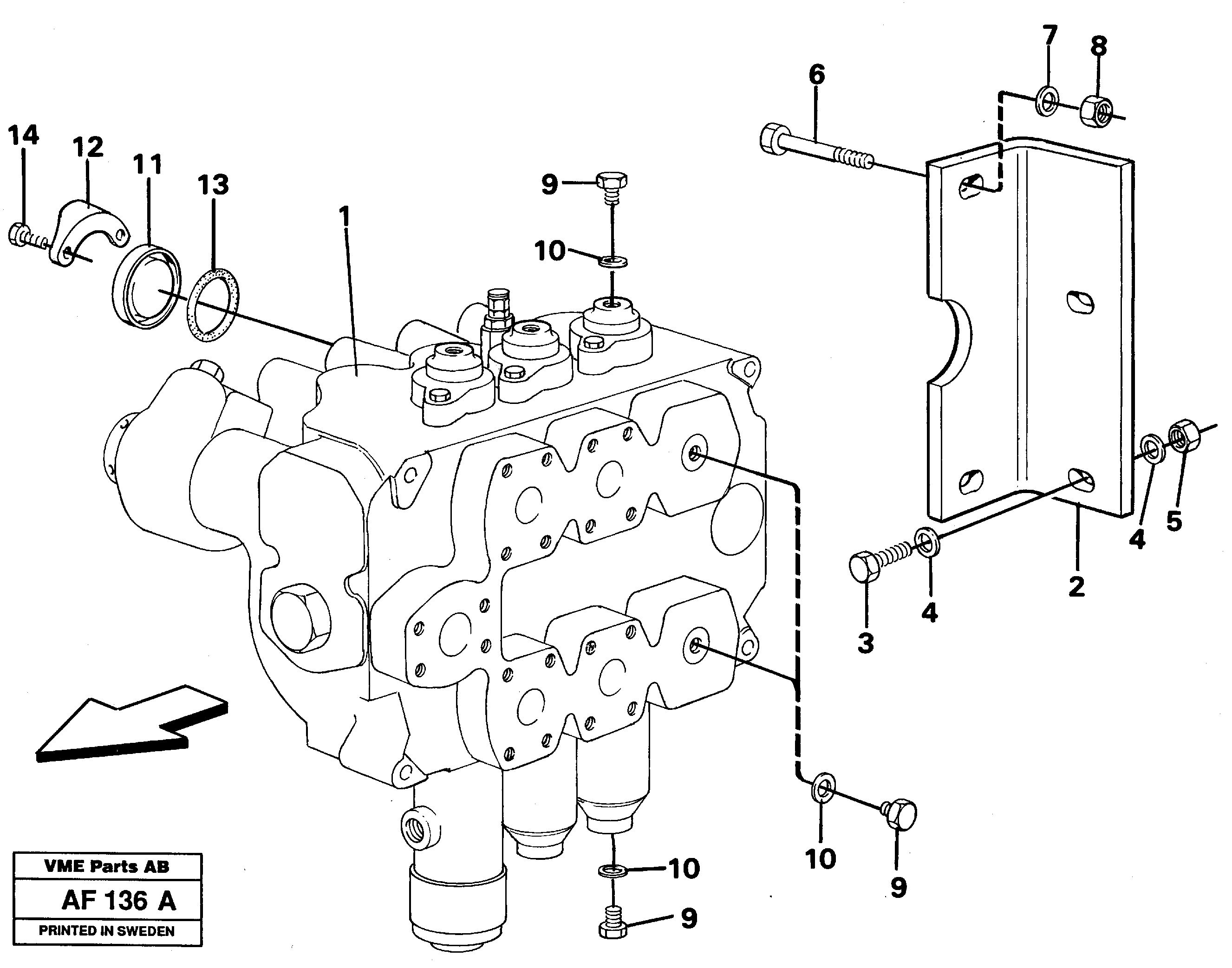 Схема запчастей Volvo L150 - 45994 Control valve with fitting parts L150/L150C VOLVO BM VOLVO BM L150/L150C SER NO - 2767/- 60708