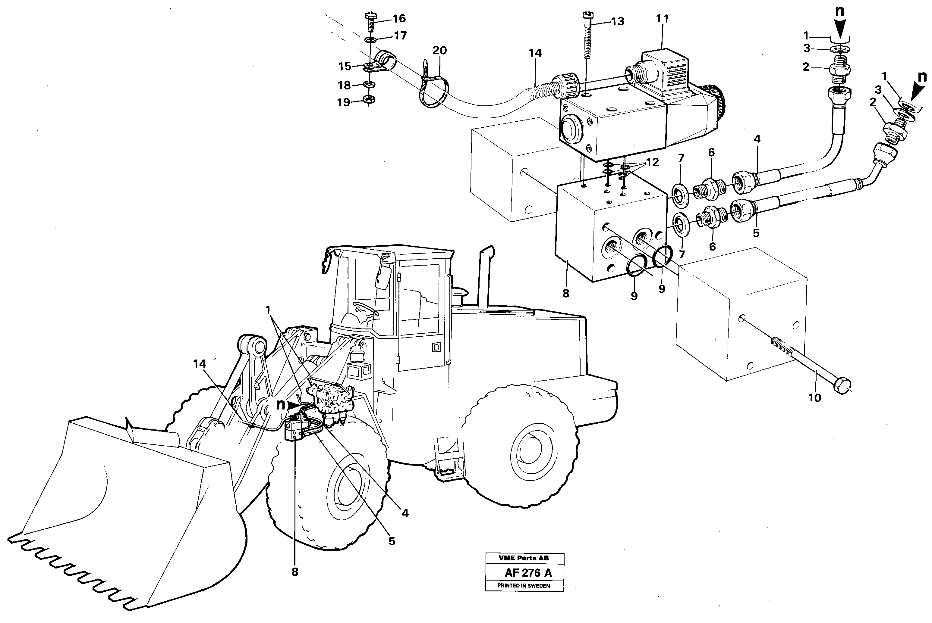 Схема запчастей Volvo L150 - 16392 Hydraulic system, 3:rd function, pressure draining L150/L150C VOLVO BM VOLVO BM L150/L150C SER NO - 2767/- 60708