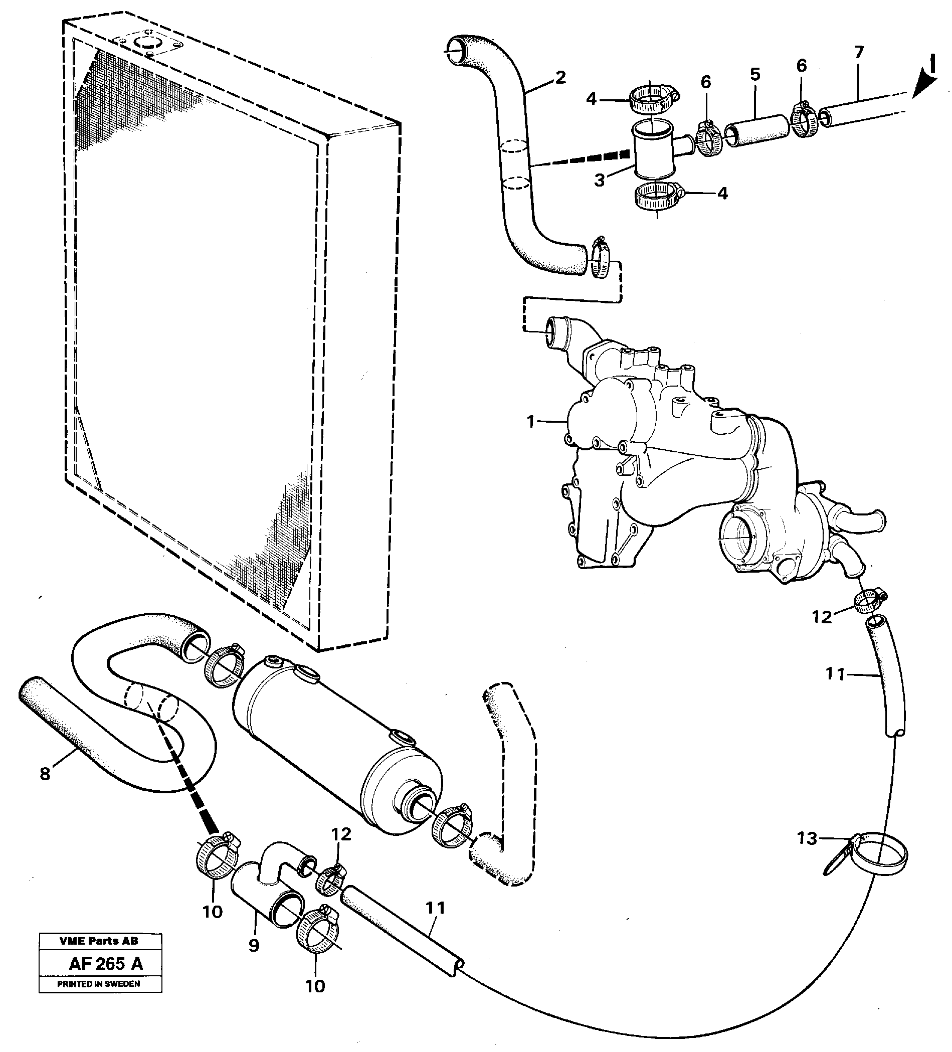 Схема запчастей Volvo L150 - 26566 Water pump with connection parts L150/L150C VOLVO BM VOLVO BM L150/L150C SER NO - 2767/- 60708