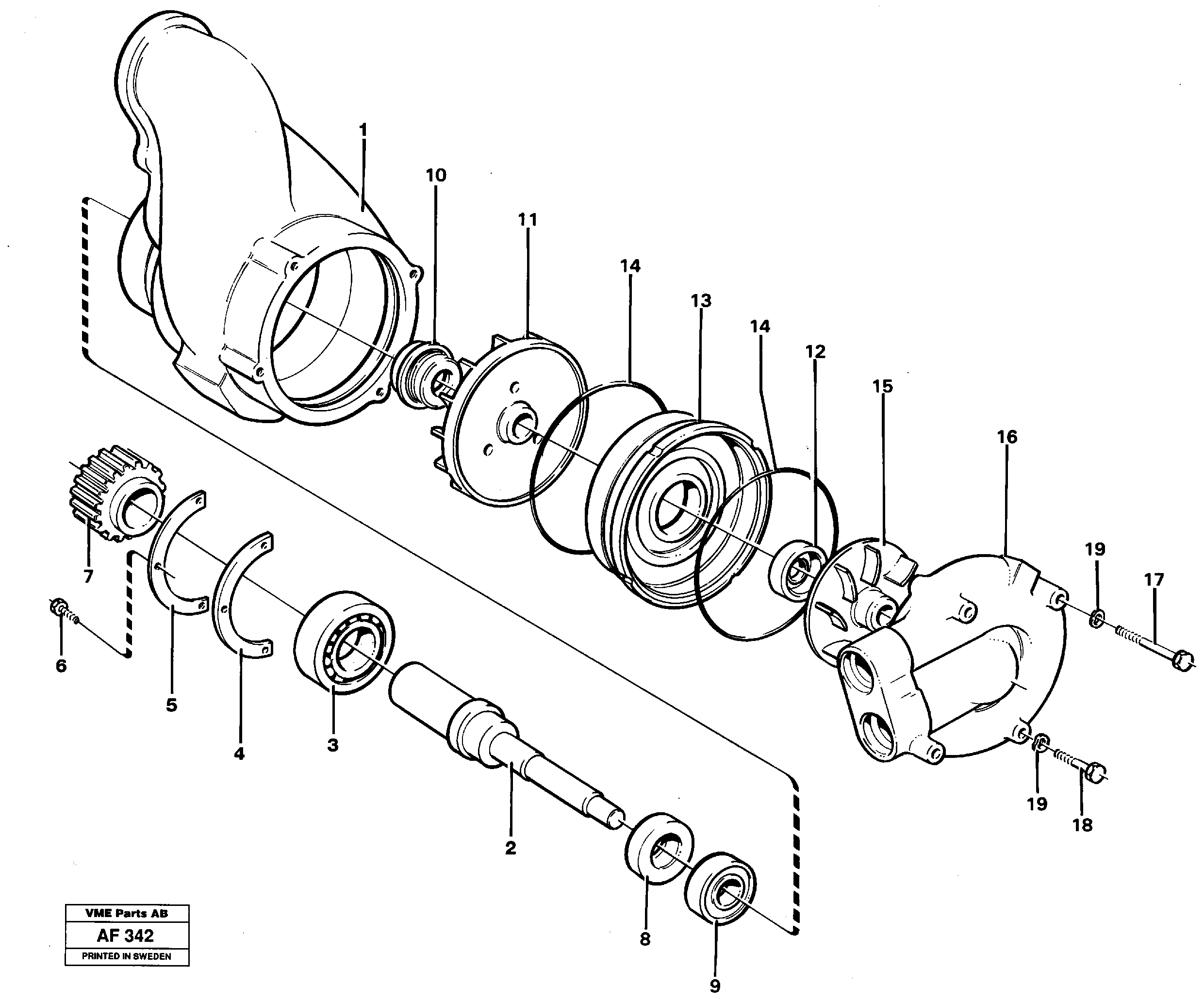 Схема запчастей Volvo L150 - 4951 Water pump L150/L150C VOLVO BM VOLVO BM L150/L150C SER NO - 2767/- 60708