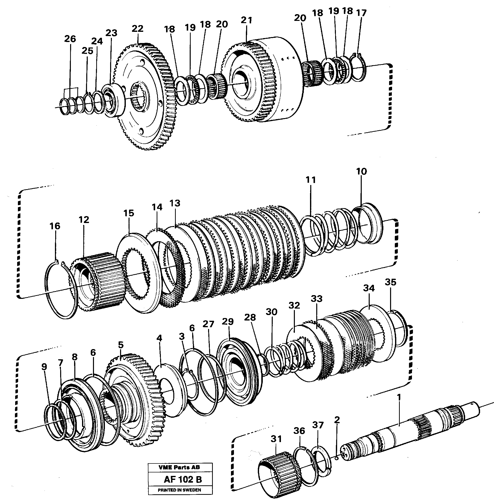 Схема запчастей Volvo L150 - 5827 Hydraulic clutch, reverse / 2nd speed L150/L150C VOLVO BM VOLVO BM L150/L150C SER NO - 2767/- 60708