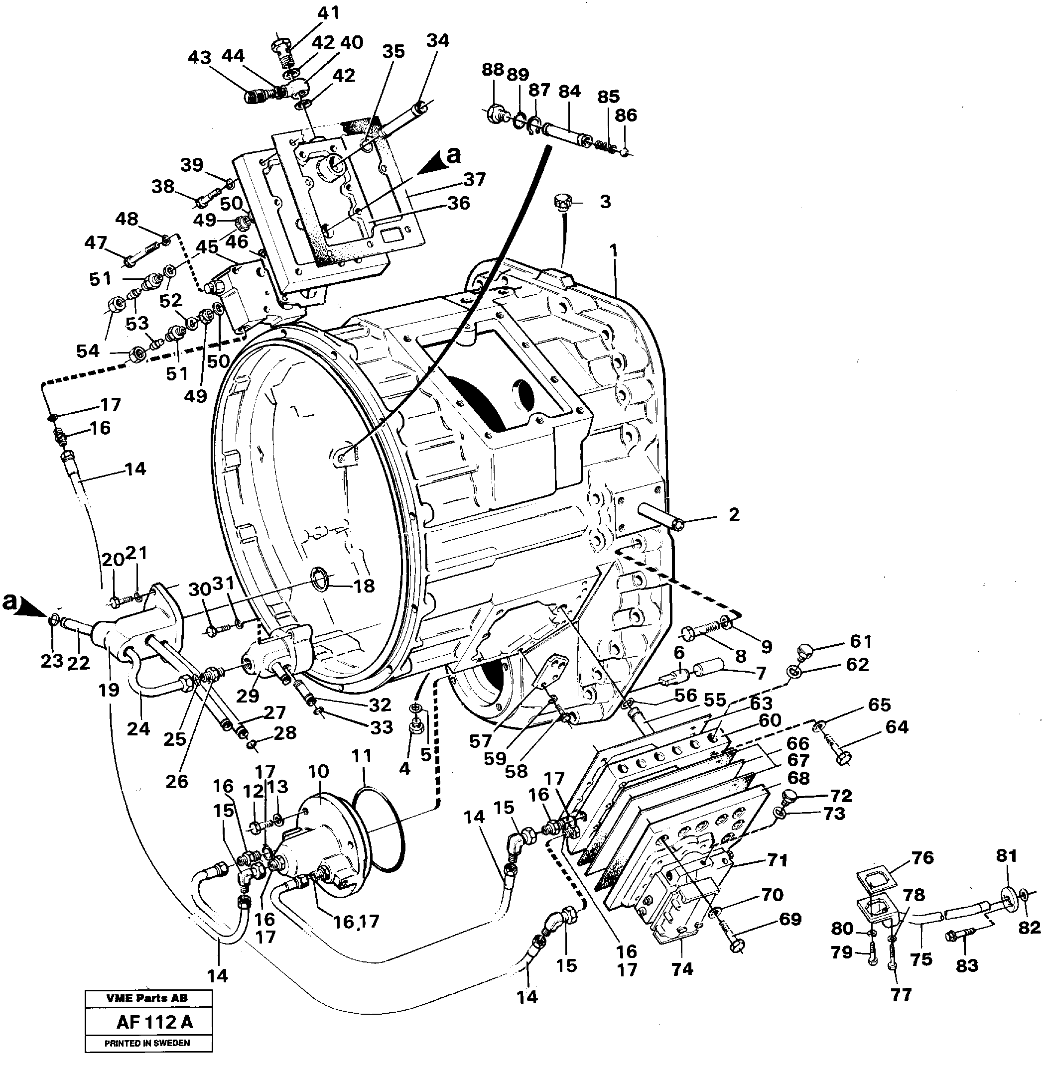 Схема запчастей Volvo L150 - 98459 Converter housing with fitting parts L150/L150C VOLVO BM VOLVO BM L150/L150C SER NO - 2767/- 60708