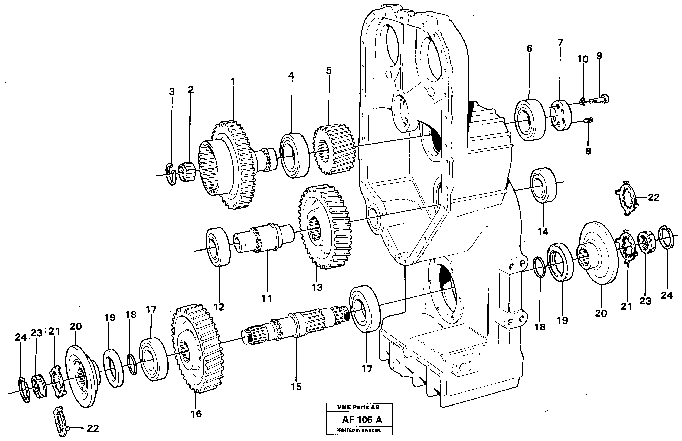 Схема запчастей Volvo L150 - 51993 Transfer case, gears and shafts L150/L150C VOLVO BM VOLVO BM L150/L150C SER NO - 2767/- 60708