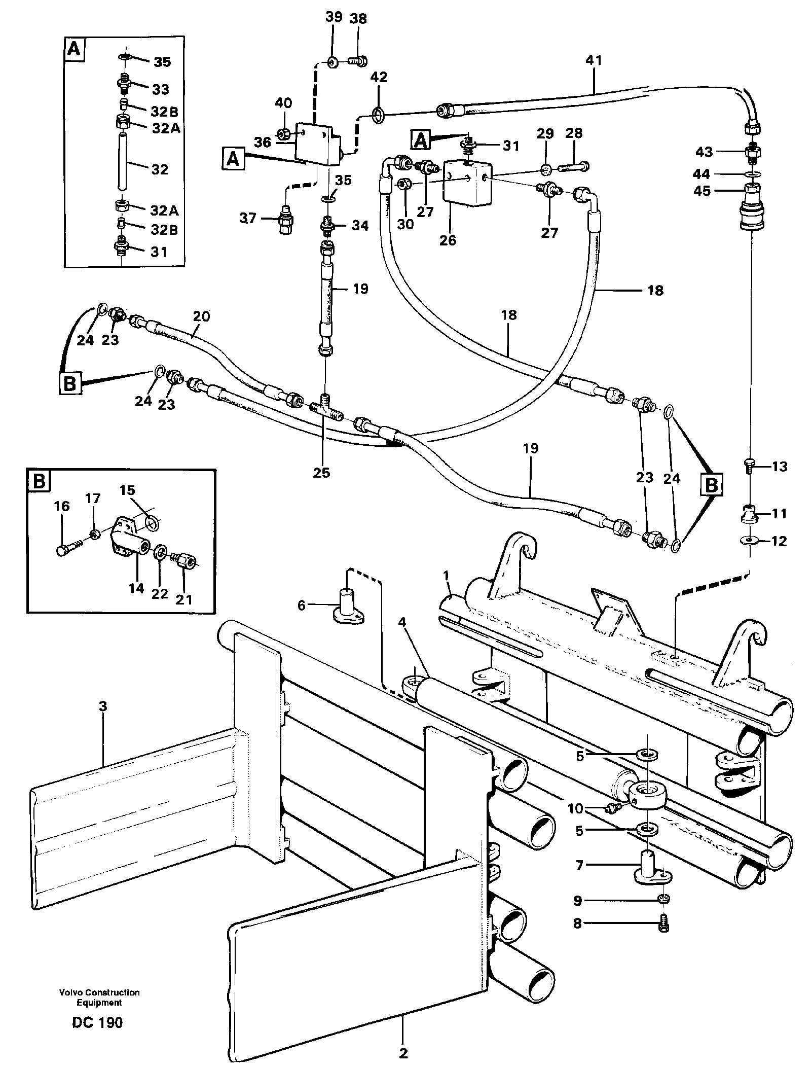 Схема запчастей Volvo L160 - 60422 Hydraulic bale clamp ATTACHMENTS ATTACHMENTS MISCELLANEOUS