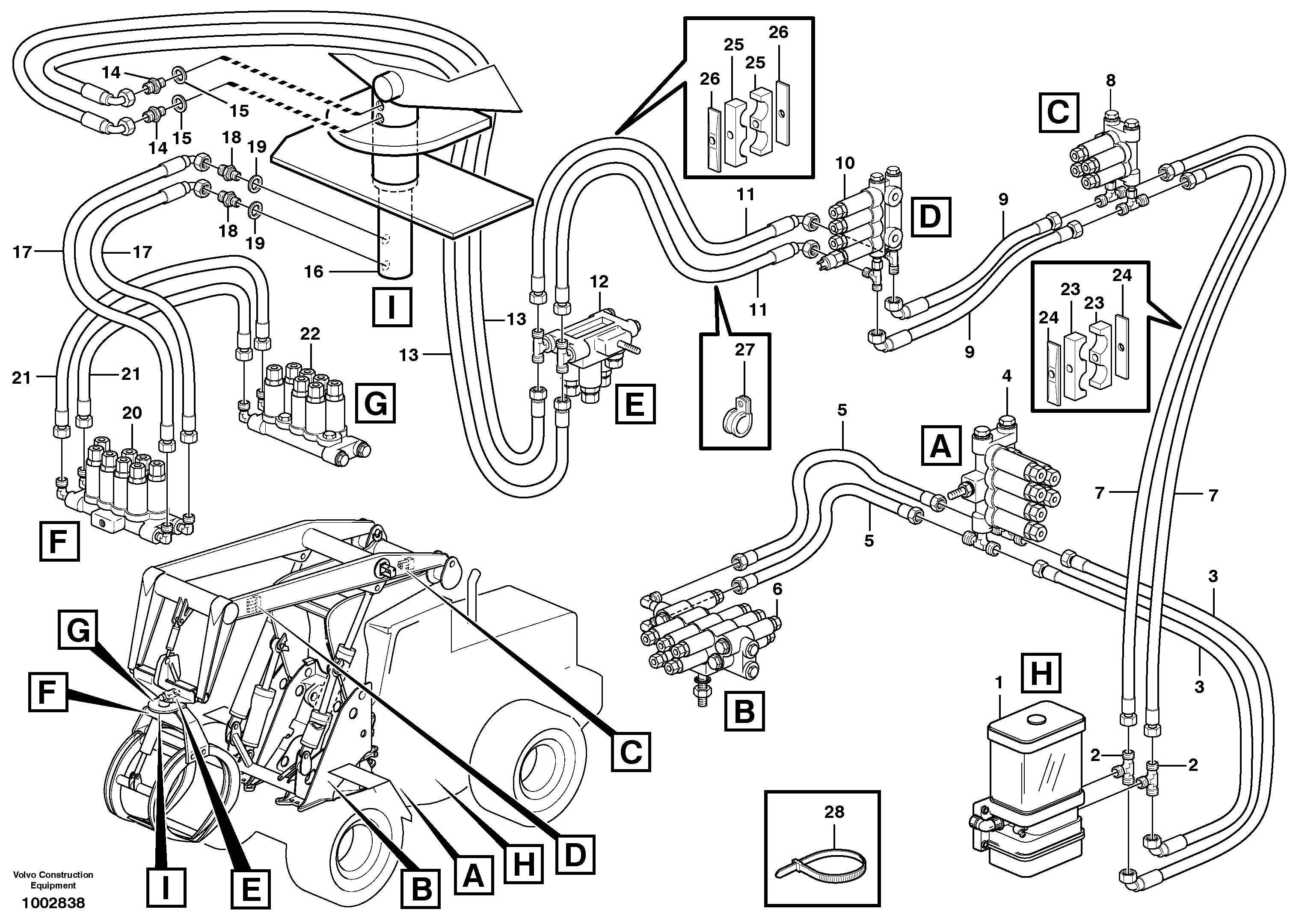 Схема запчастей Volvo L160 - 28046 Central lubrication, high lift version ATTACHMENTS ATTACHMENTS MISCELLANEOUS