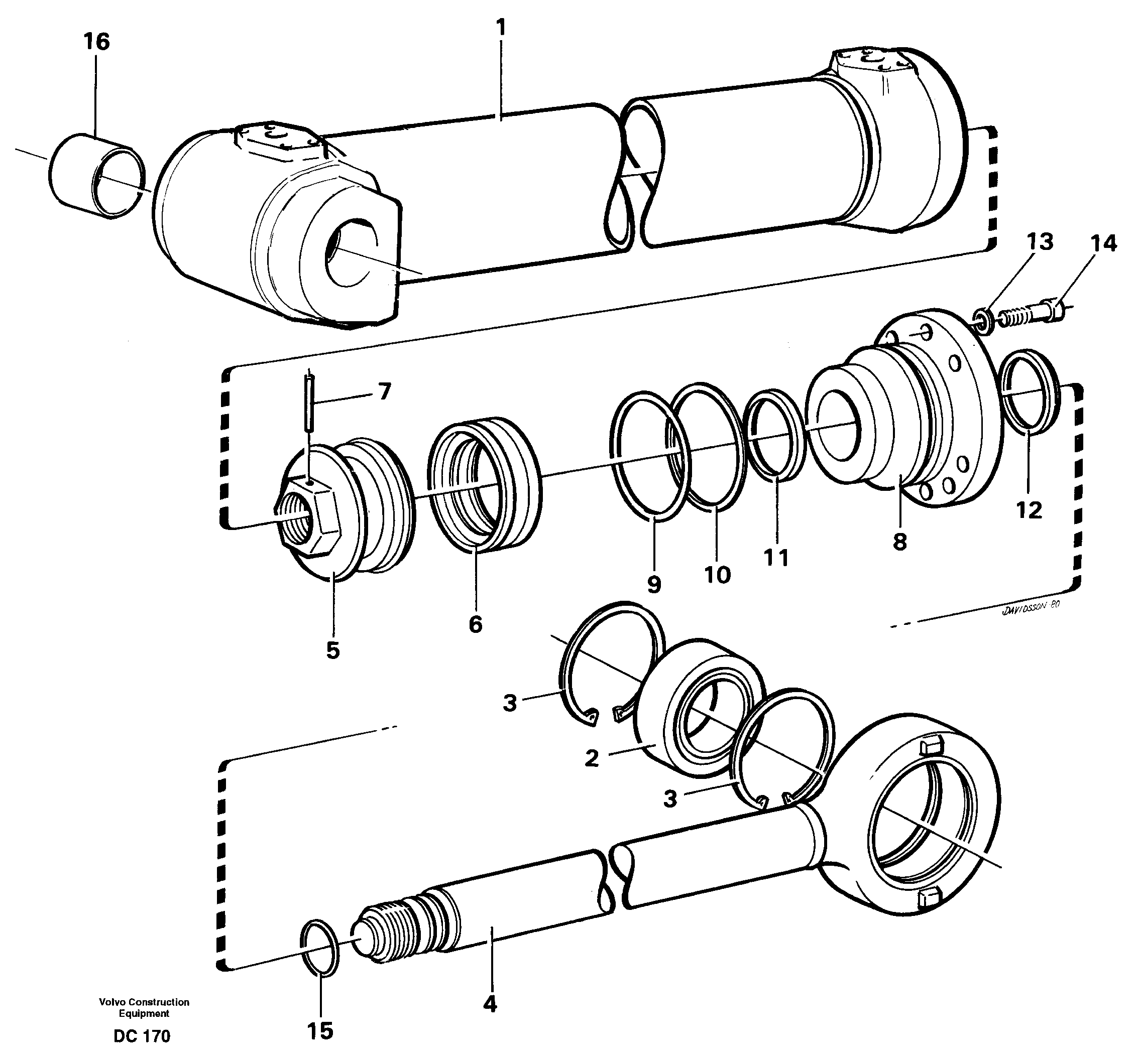 Схема запчастей Volvo L160 - 53466 Гидроцилиндр ATTACHMENTS ATTACHMENTS MISCELLANEOUS