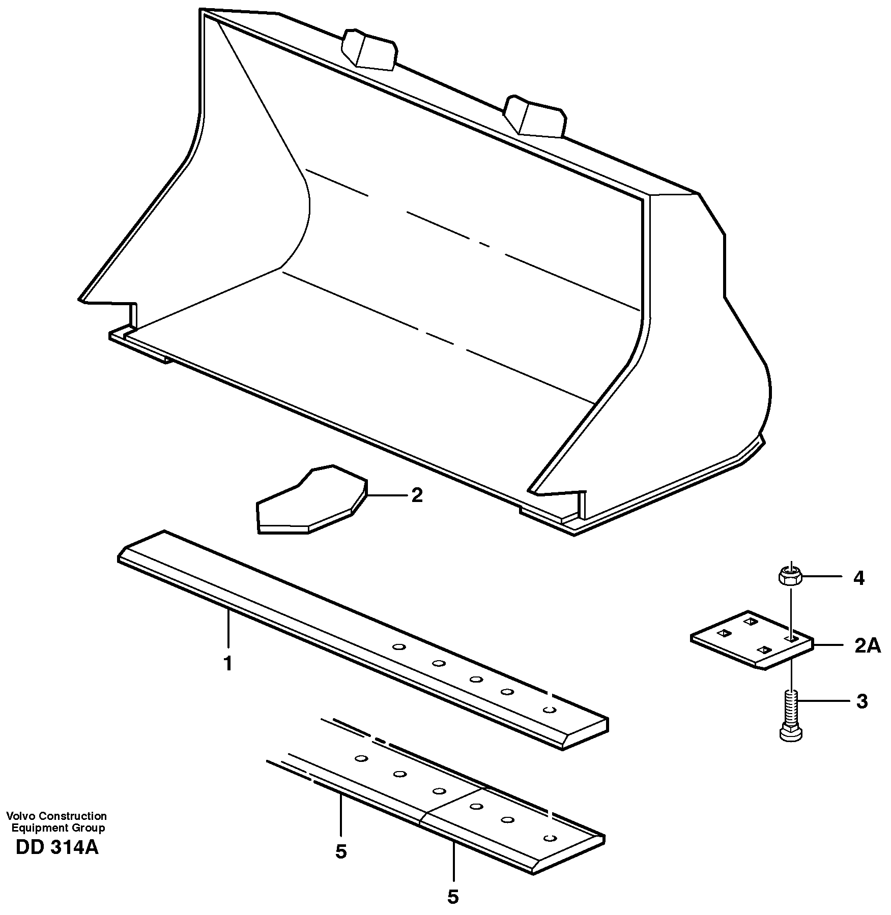 Схема запчастей Volvo L160 - 17875 Bucket, straight lip without teeth ATTACHMENTS ATTACHMENTS BUCKETS