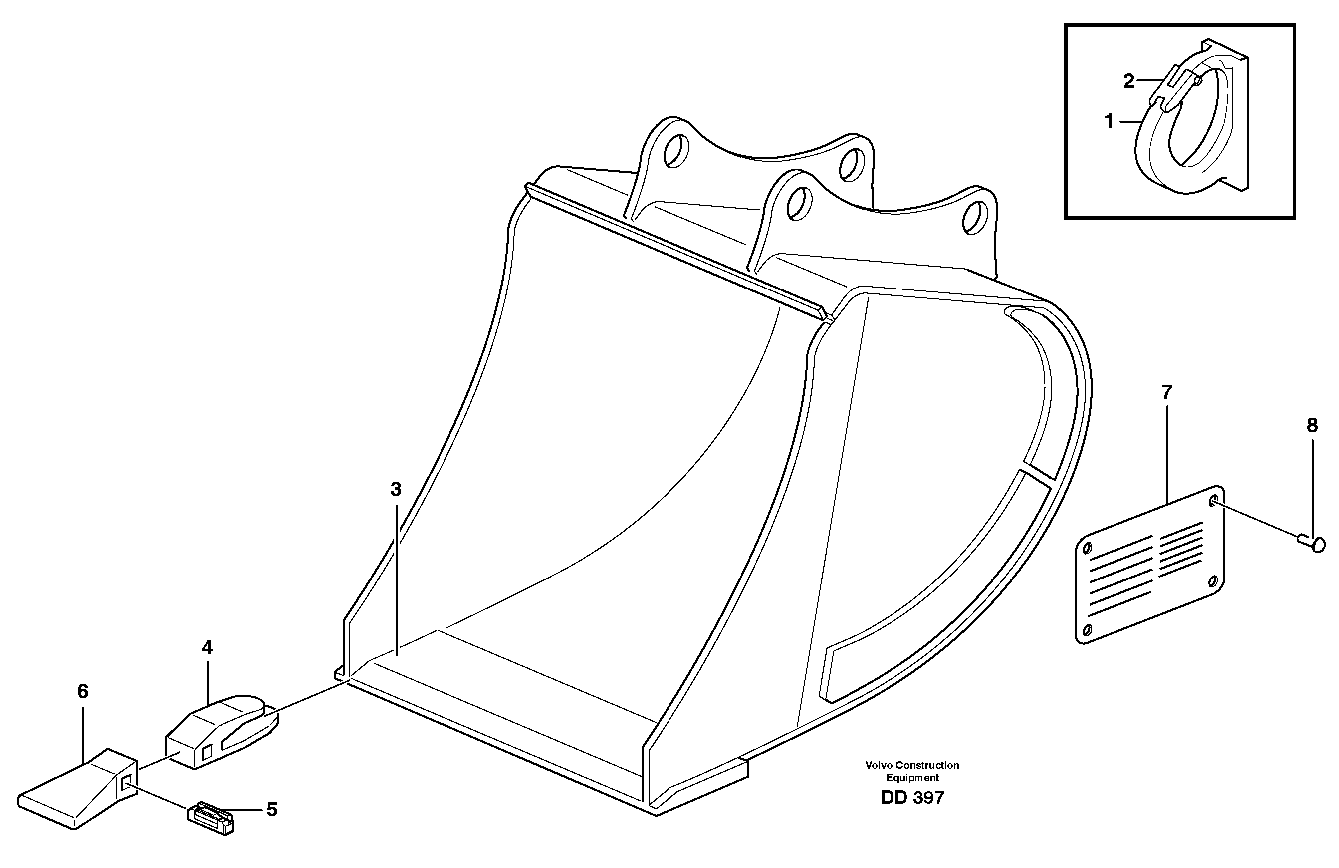 Схема запчастей Volvo L160 - 28480 Buckets, direct fitting, Esco Super V ATTACHMENTS ATTACHMENTS BUCKETS