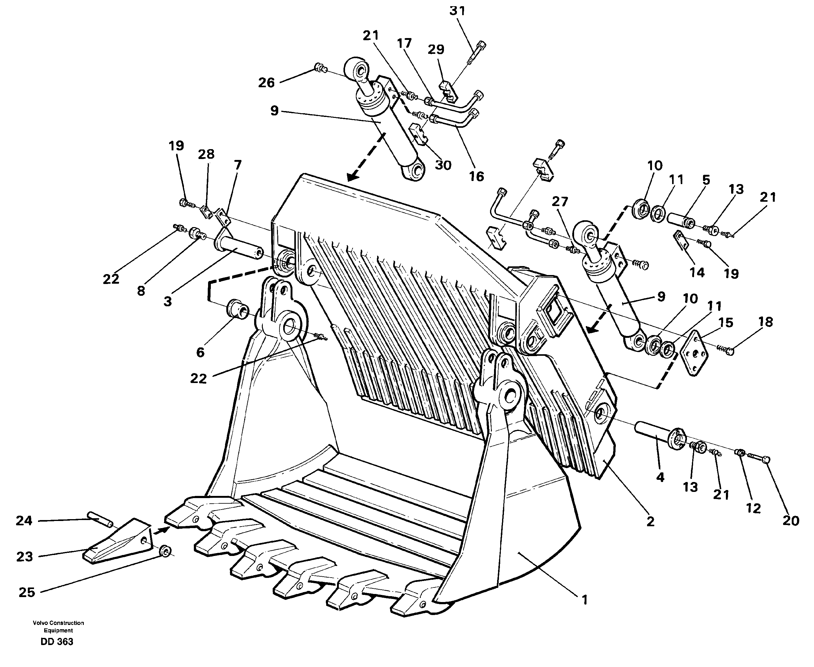 Схема запчастей Volvo L160 - 93499 Visor bucket, front shovel equipment ATTACHMENTS ATTACHMENTS BUCKETS