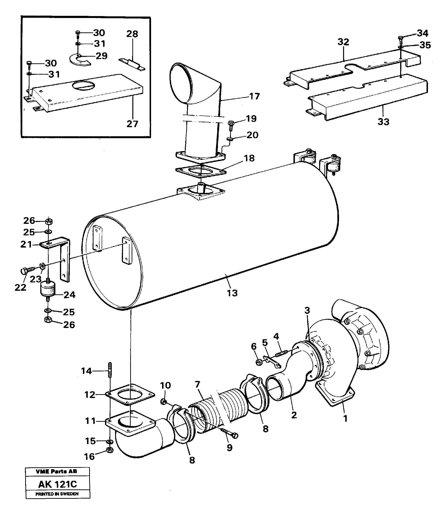 Схема запчастей Volvo L180 - 48740 Exhaust system, silencer L180/L180C VOLVO BM VOLVO BM L180/L180C SER NO -2532 / -60469 USA