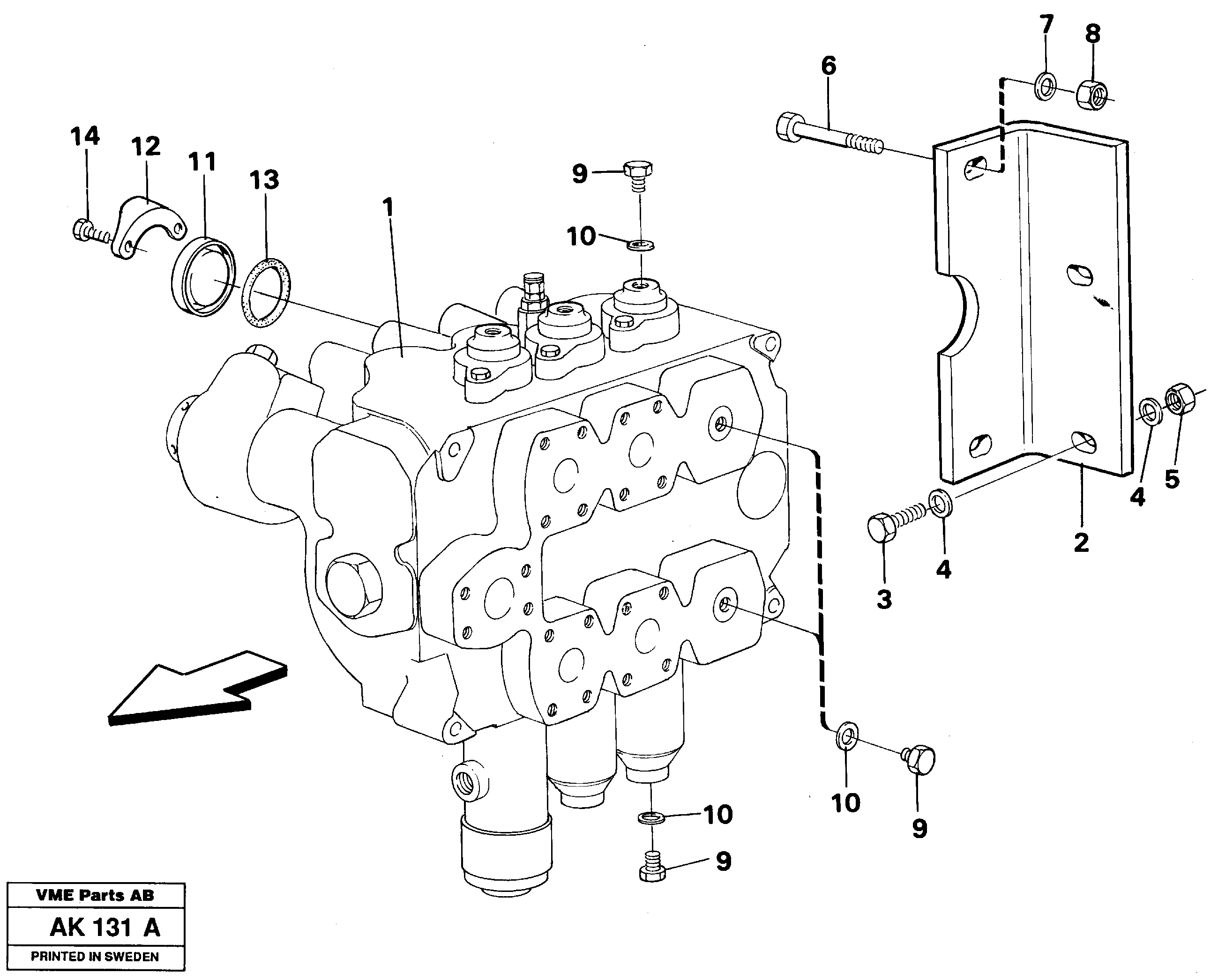 Схема запчастей Volvo L180 - 49809 Control valve with fitting parts L180/L180C VOLVO BM VOLVO BM L180/L180C SER NO -2532 / -60469 USA