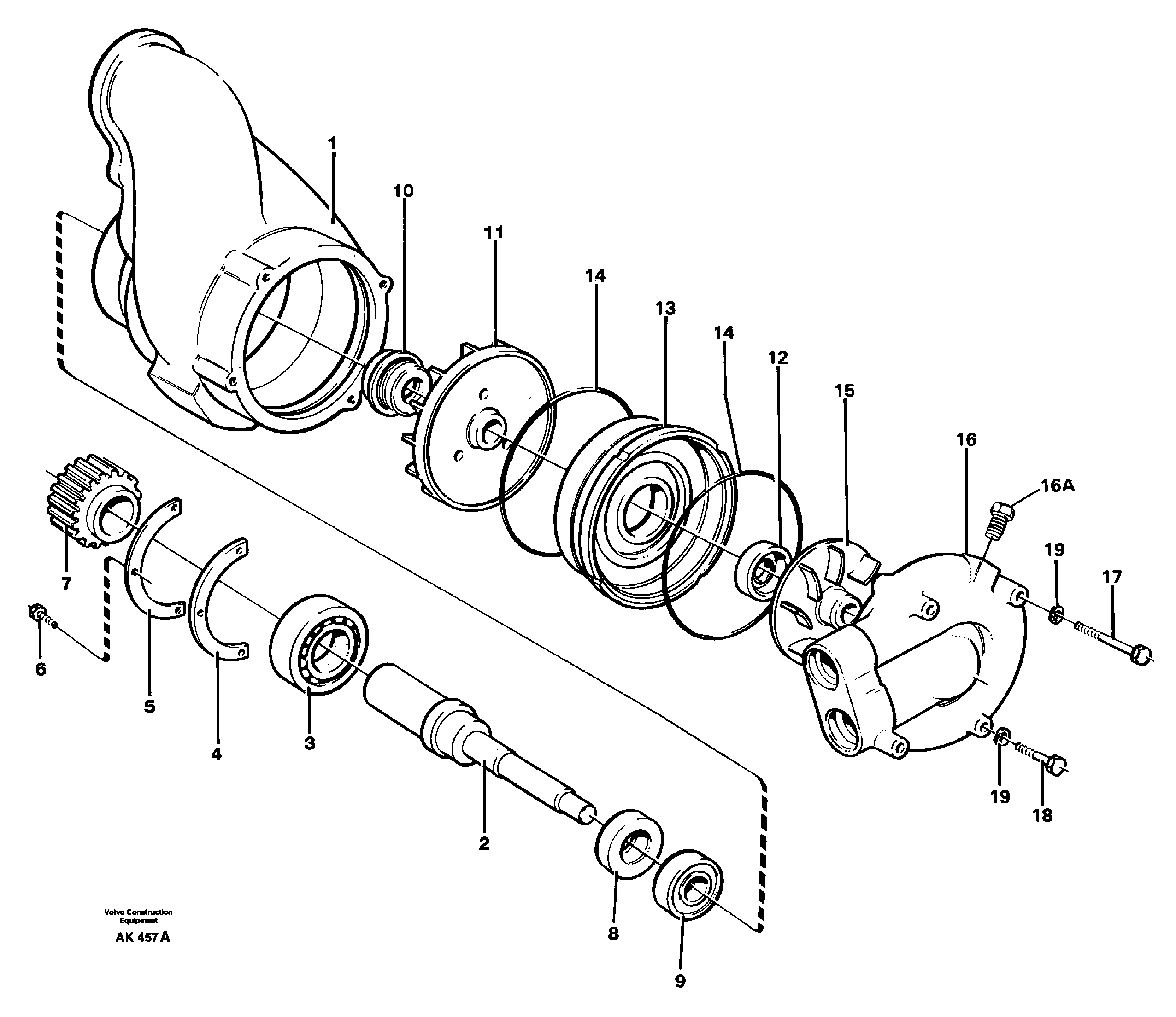 Схема запчастей Volvo L180 - 17280 Water pump L180/L180C VOLVO BM VOLVO BM L180/L180C SER NO -2532 / -60469 USA