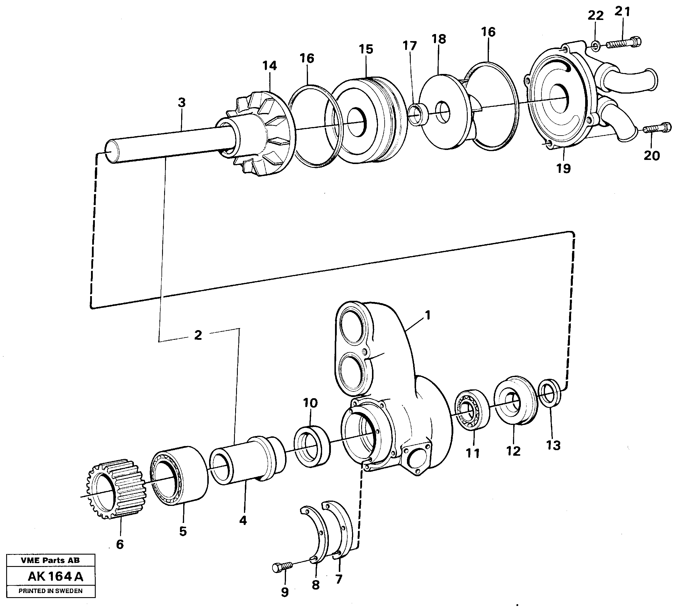 Схема запчастей Volvo L180 - 33615 Water pump L180/L180C VOLVO BM VOLVO BM L180/L180C SER NO -2532 / -60469 USA