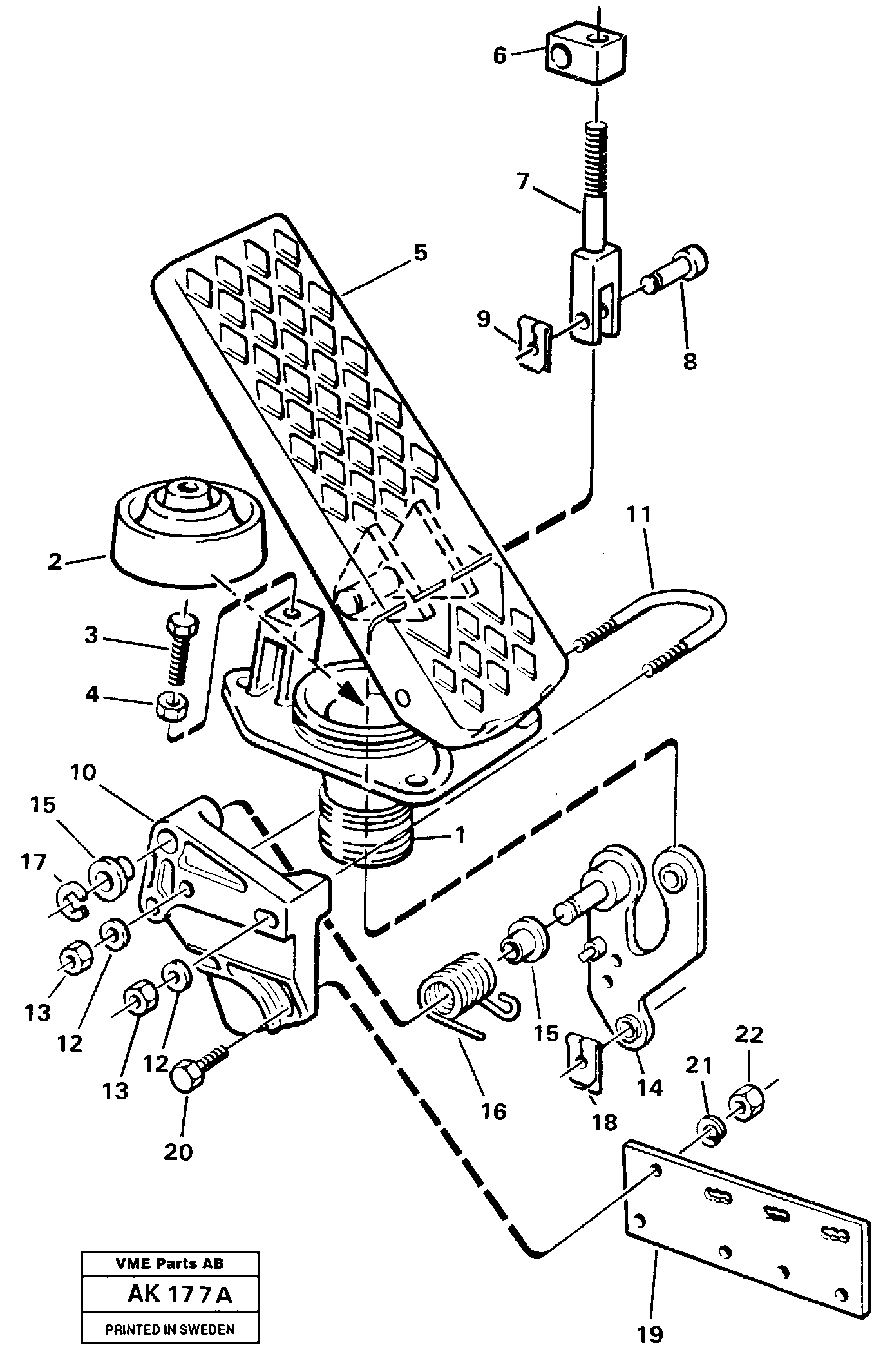 Схема запчастей Volvo L180 - 82307 Accelerator pedal L180/L180C VOLVO BM VOLVO BM L180/L180C SER NO -2532 / -60469 USA