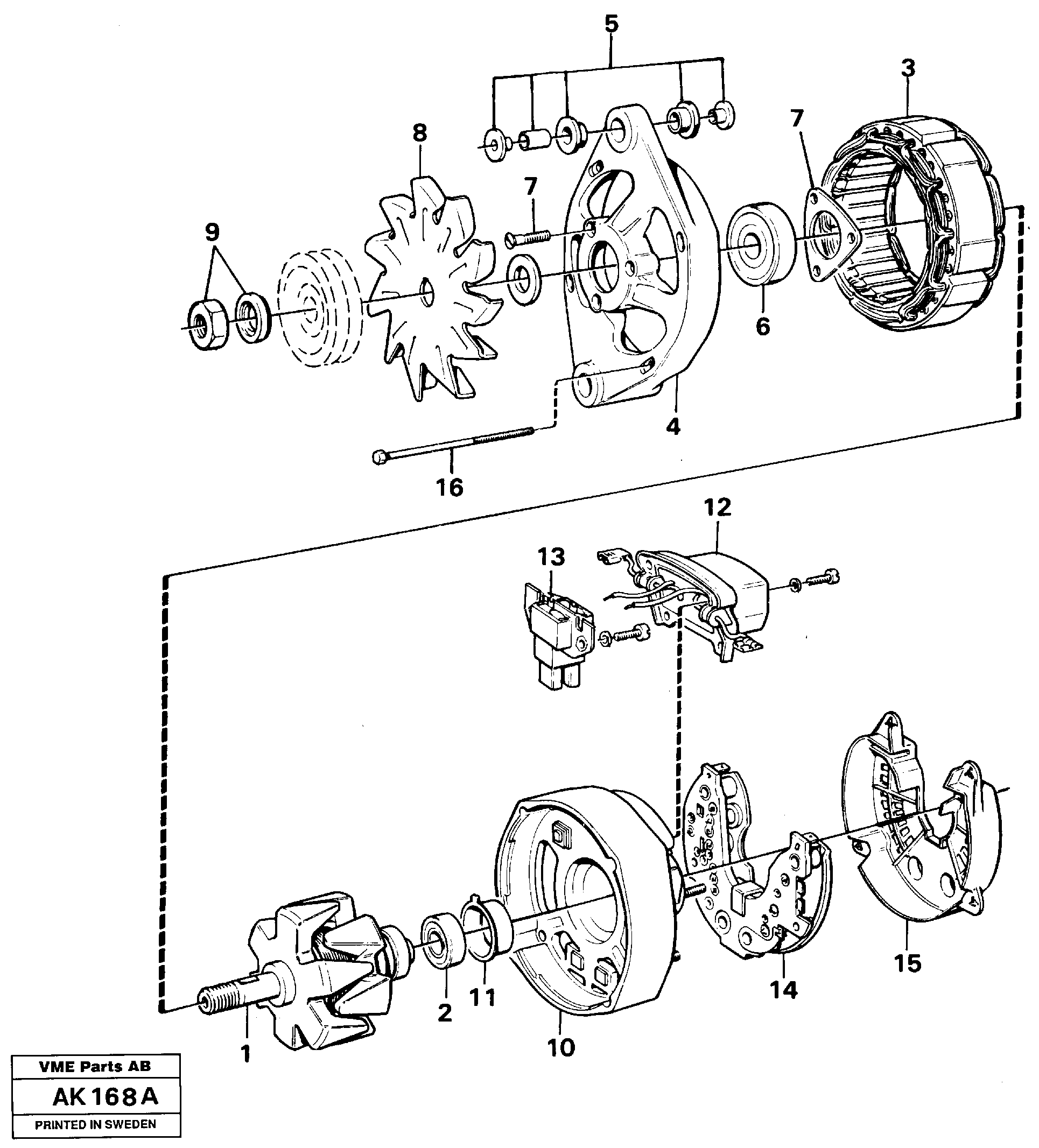 Схема запчастей Volvo L180 - 16823 Alternator L180/L180C VOLVO BM VOLVO BM L180/L180C SER NO -2532 / -60469 USA