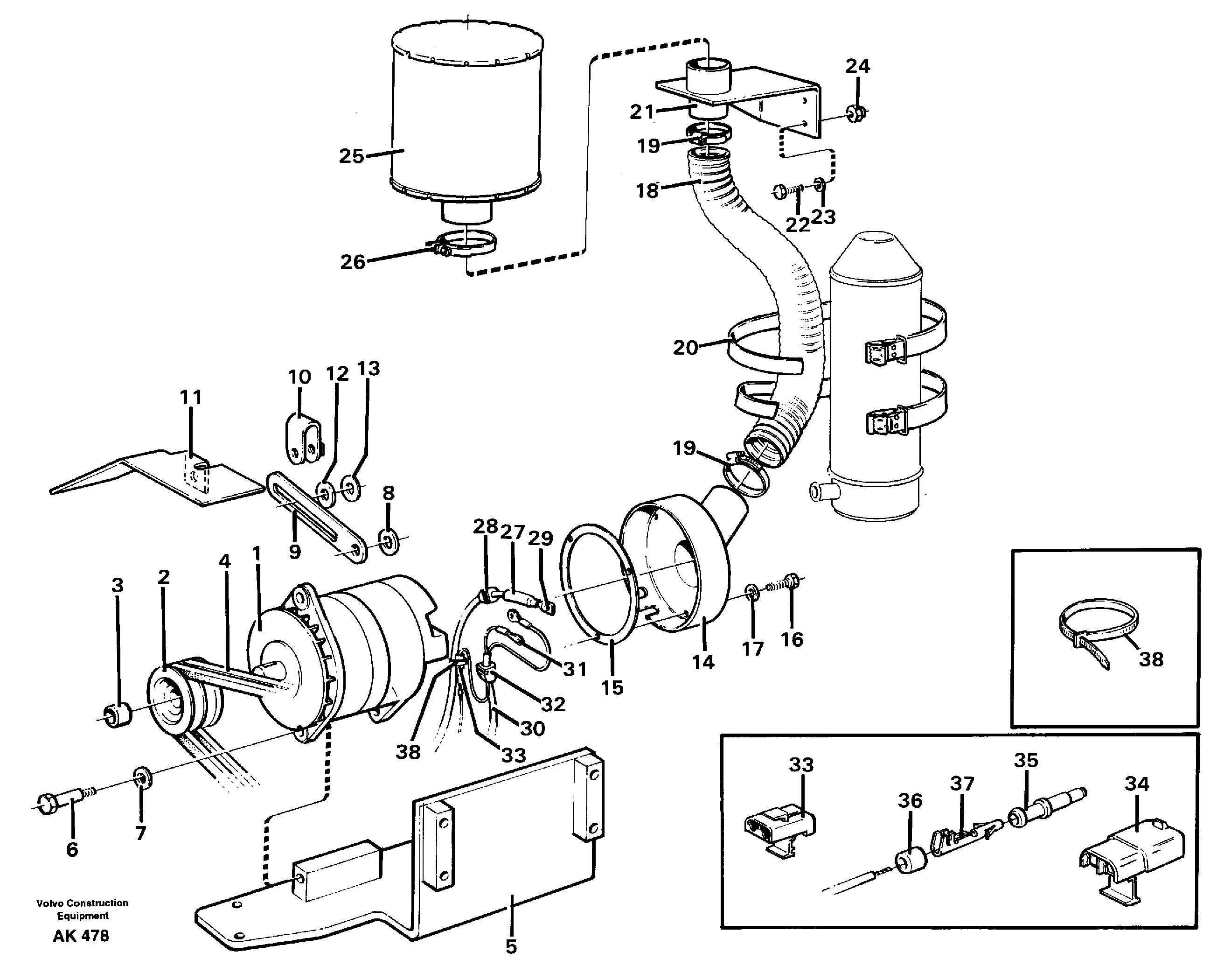 Схема запчастей Volvo L180 - 50328 Brushless alternator, 50A L180/L180C VOLVO BM VOLVO BM L180/L180C SER NO -2532 / -60469 USA