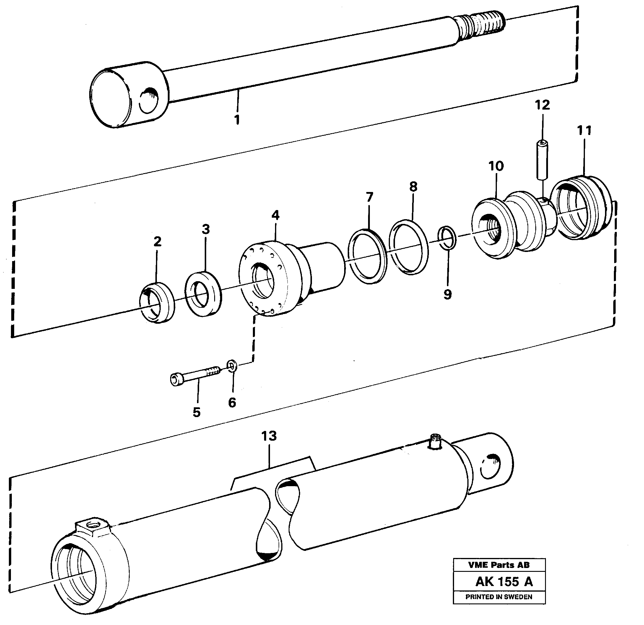 Схема запчастей Volvo L180 - 47474 Hydraulic cylinder L180/L180C VOLVO BM VOLVO BM L180/L180C SER NO -2532 / -60469 USA