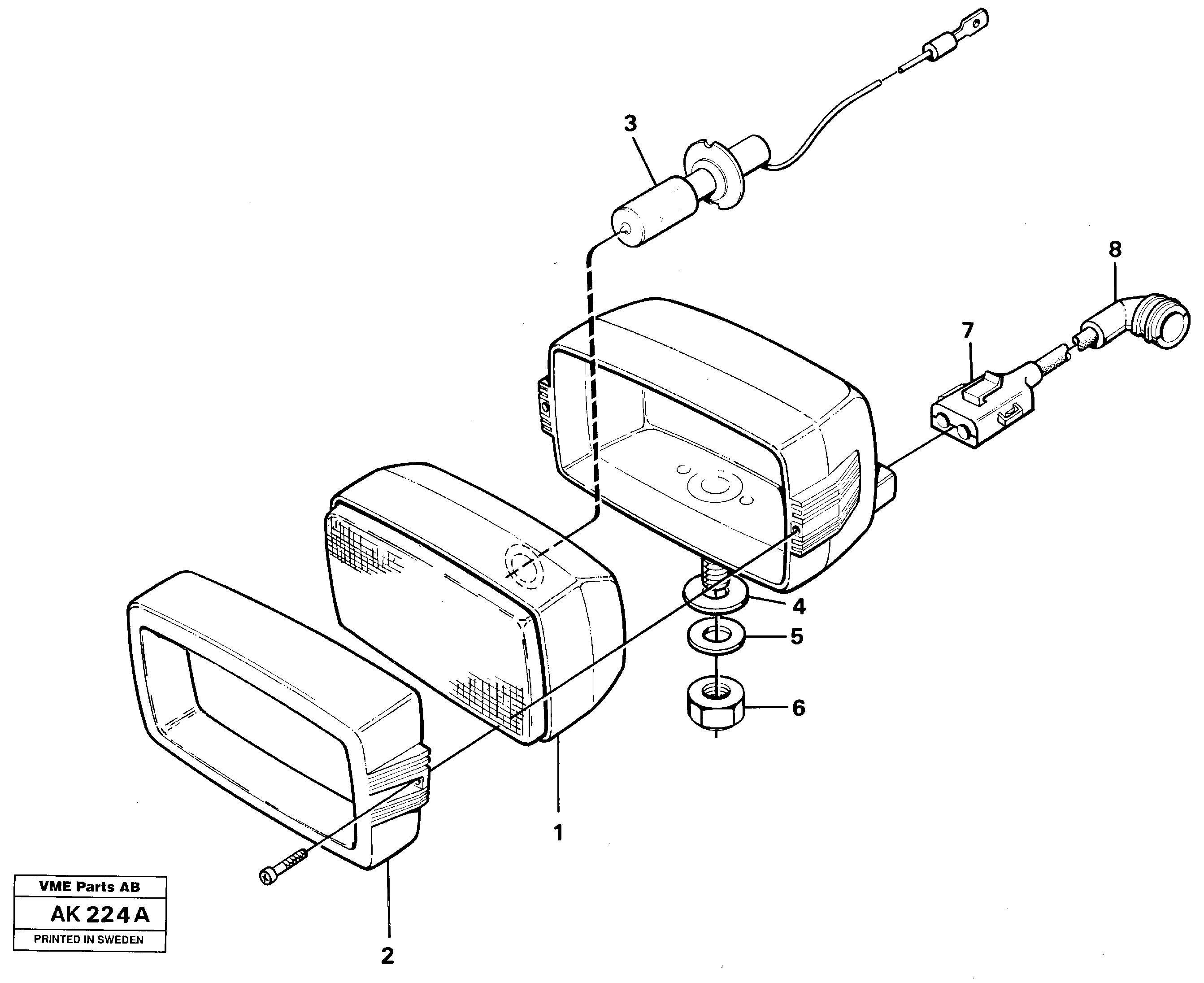 Схема запчастей Volvo L180 - 11606 Work lights, front L180/L180C VOLVO BM VOLVO BM L180/L180C SER NO -2532 / -60469 USA