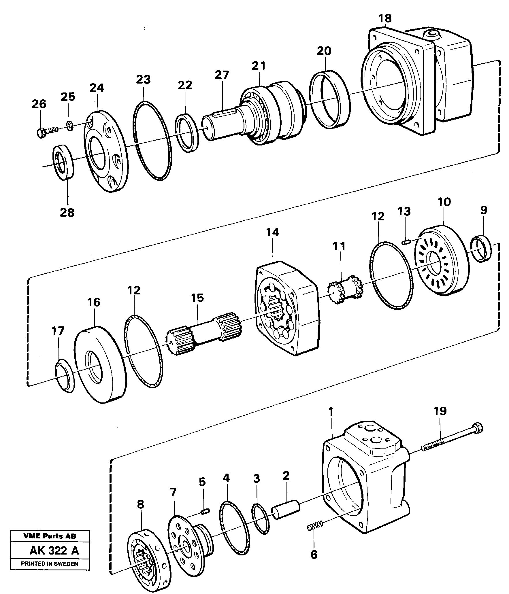 Схема запчастей Volvo L180 - 58356 Hydraulic motor L180/L180C VOLVO BM VOLVO BM L180/L180C SER NO -2532 / -60469 USA