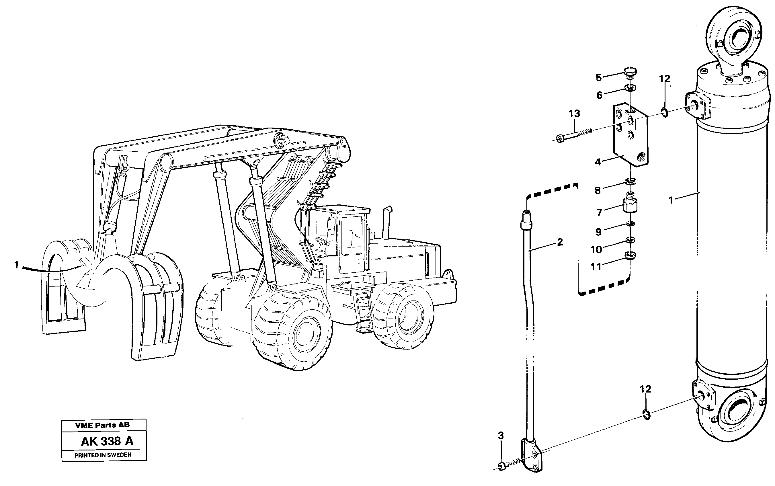 Схема запчастей Volvo L180 - 58357 Hydraulic cylinder with clutch body L180/L180C VOLVO BM VOLVO BM L180/L180C SER NO -2532 / -60469 USA