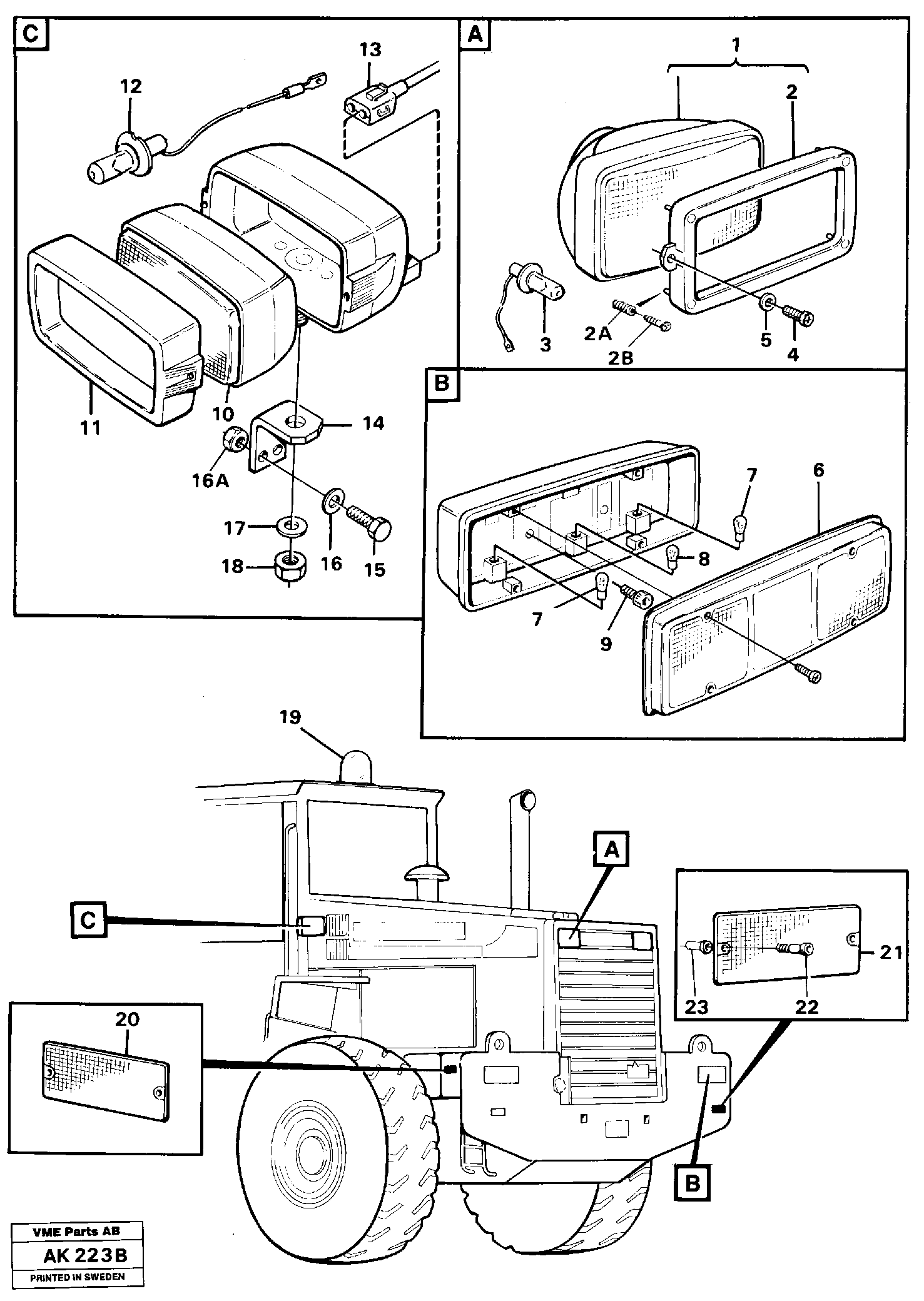 Схема запчастей Volvo L180 - 11607 Lighting, rear L180/L180C VOLVO BM VOLVO BM L180/L180C SER NO -2532 / -60469 USA