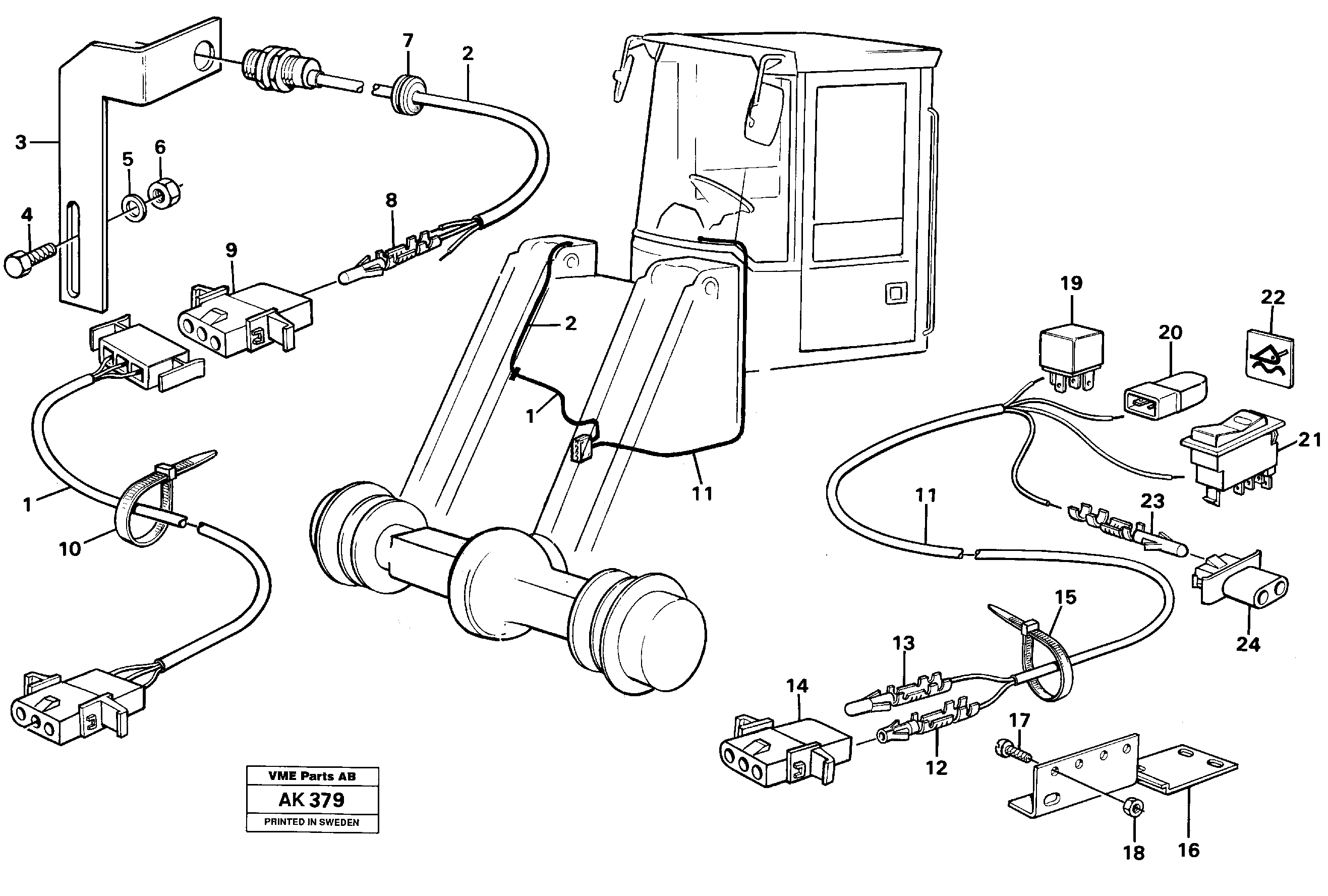 Схема запчастей Volvo L180 - 4270 Cable harness, automatic float position L180/L180C VOLVO BM VOLVO BM L180/L180C SER NO -2532 / -60469 USA