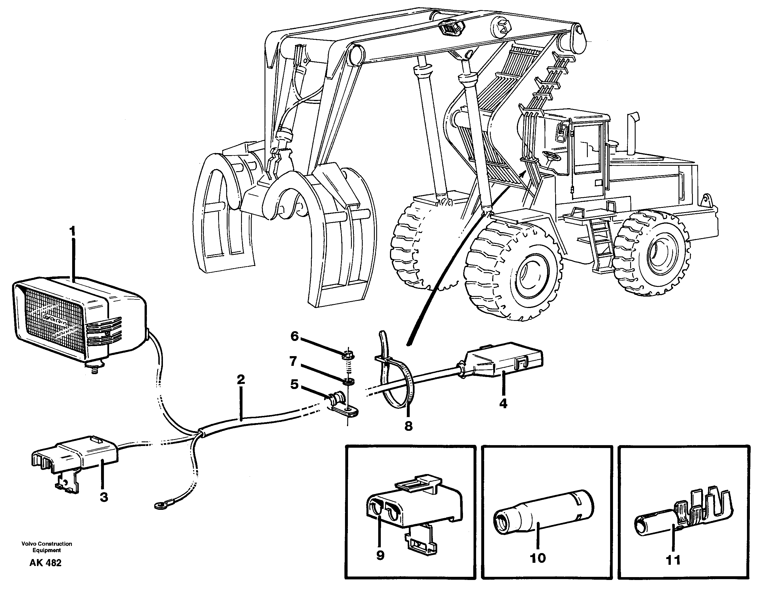 Схема запчастей Volvo L180 - 56855 Cable harness, work lights L180/L180C VOLVO BM VOLVO BM L180/L180C SER NO -2532 / -60469 USA