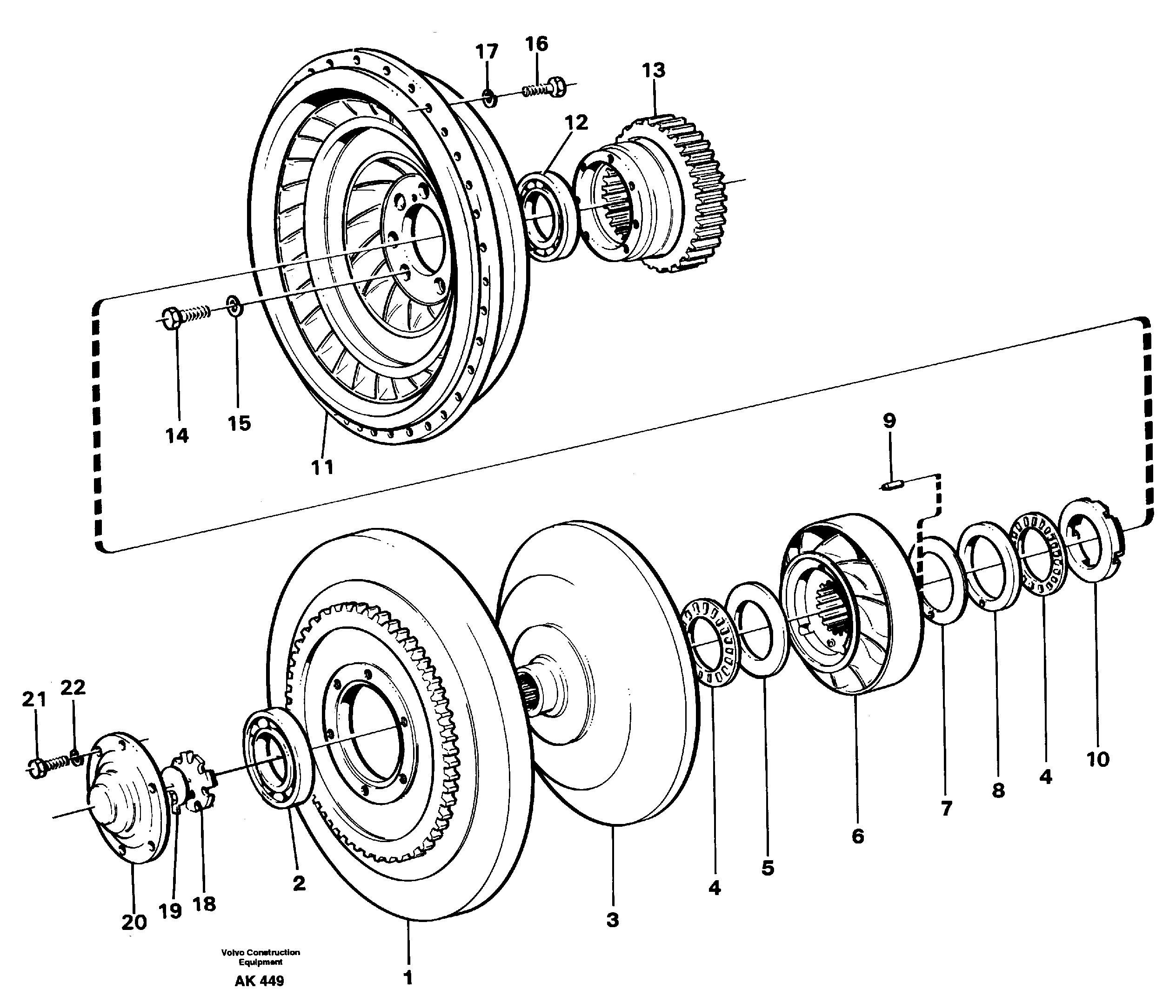 Схема запчастей Volvo L180 - 28843 Torque converter L180/L180C VOLVO BM VOLVO BM L180/L180C SER NO -2532 / -60469 USA