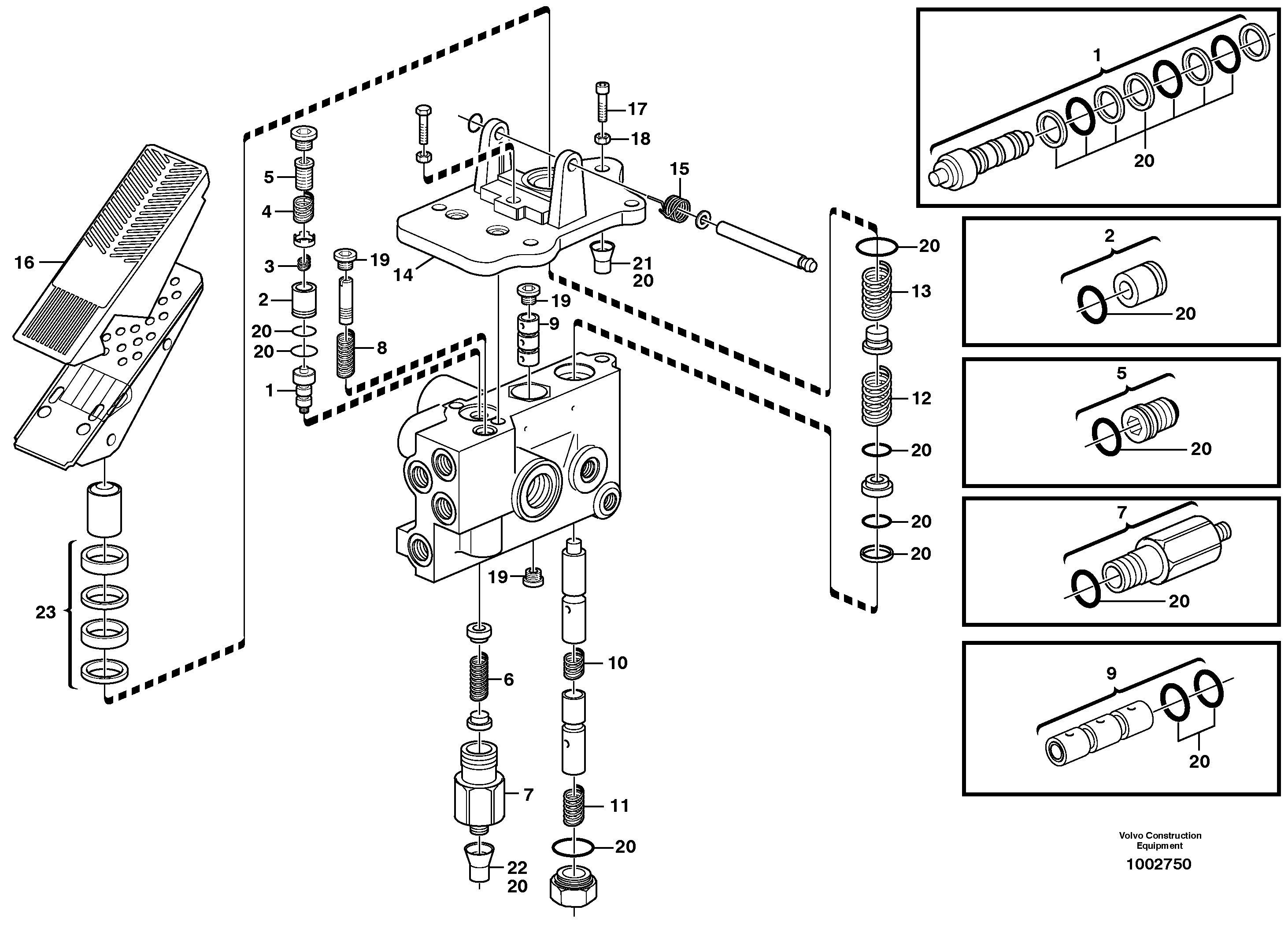 Схема запчастей Volvo L180 - 63394 Footbrake valve L180/L180C VOLVO BM VOLVO BM L180/L180C SER NO -2532 / -60469 USA