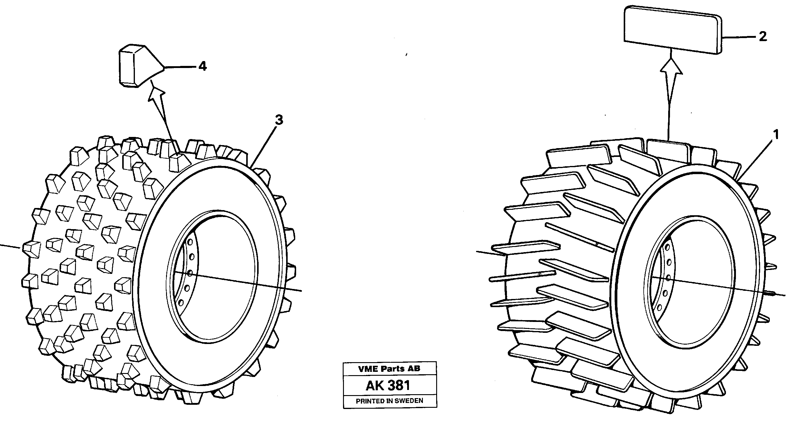 Схема запчастей Volvo L180 - 33616 Compaktor wheels L180/L180C VOLVO BM VOLVO BM L180/L180C SER NO -2532 / -60469 USA