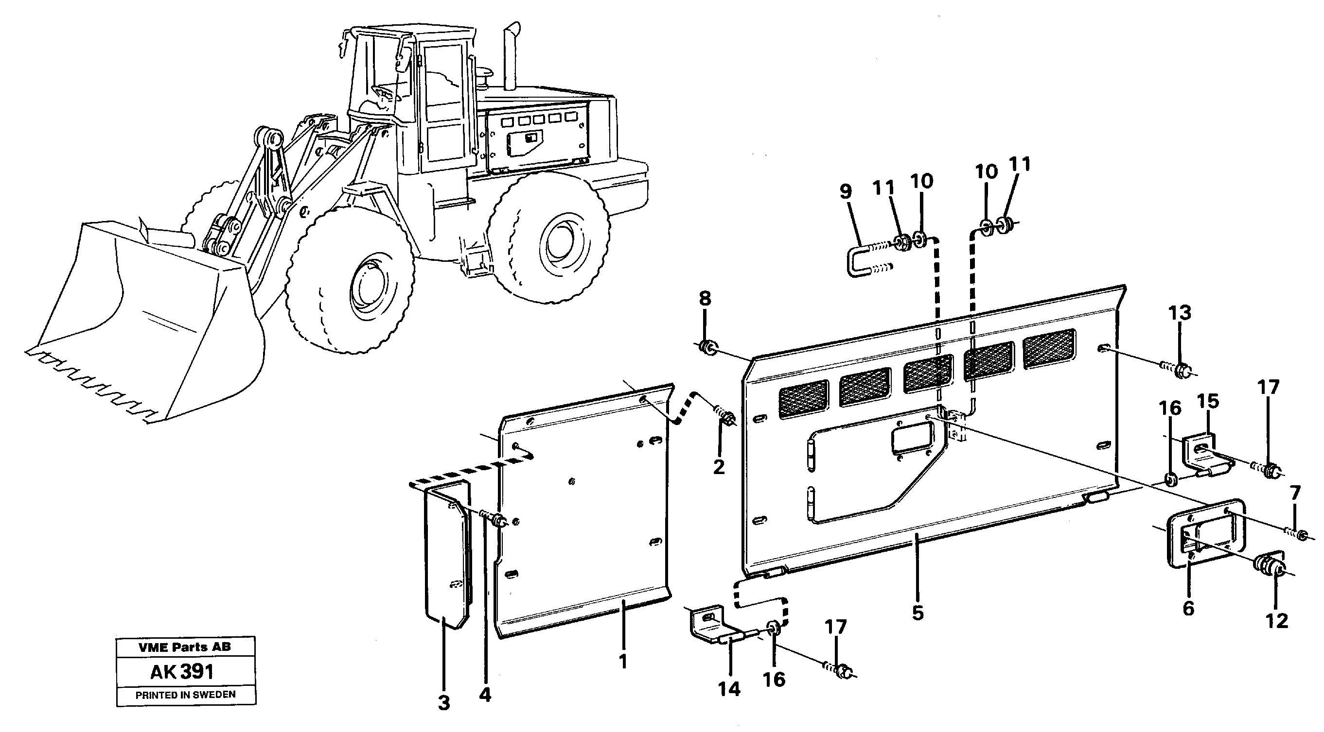 Схема запчастей Volvo L180 - 89418 Side hatches L180/L180C VOLVO BM VOLVO BM L180/L180C SER NO -2532 / -60469 USA