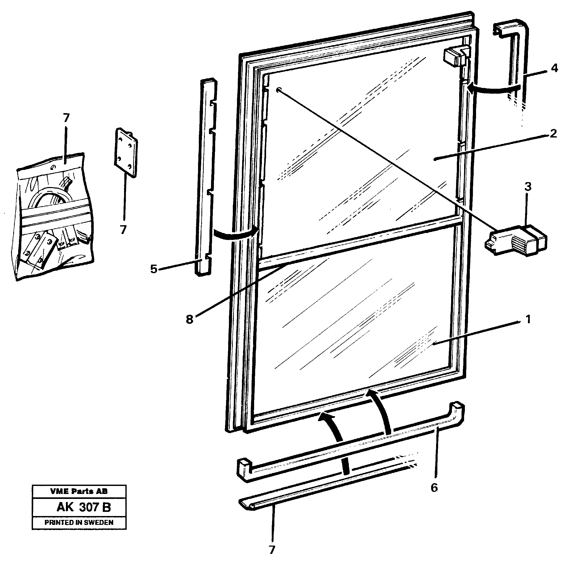 Схема запчастей Volvo L180 - 25771 Sliding window L180/L180C VOLVO BM VOLVO BM L180/L180C SER NO -2532 / -60469 USA