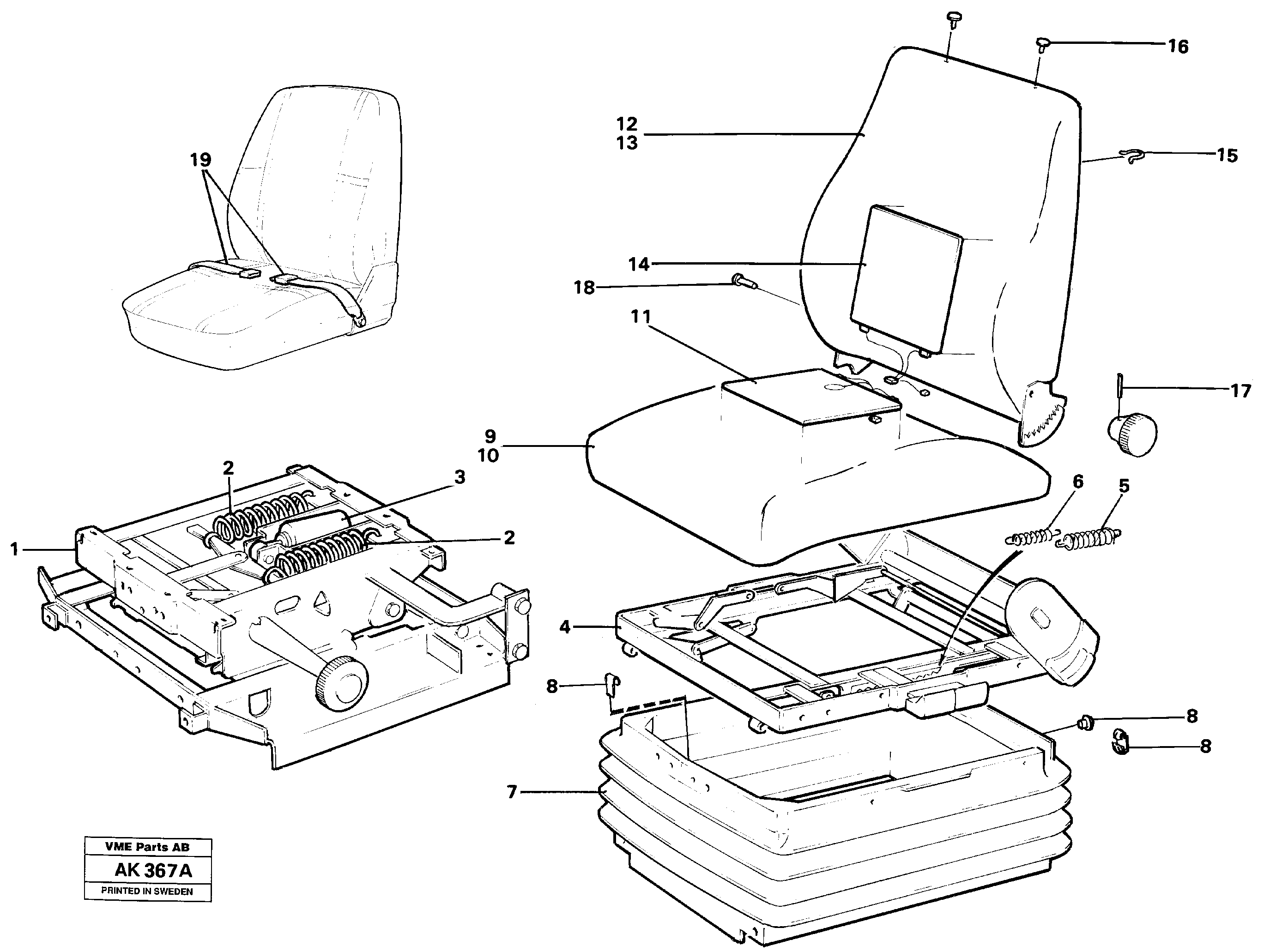 Схема запчастей Volvo L180 - 38978 Drivers seat L180/L180C VOLVO BM VOLVO BM L180/L180C SER NO -2532 / -60469 USA