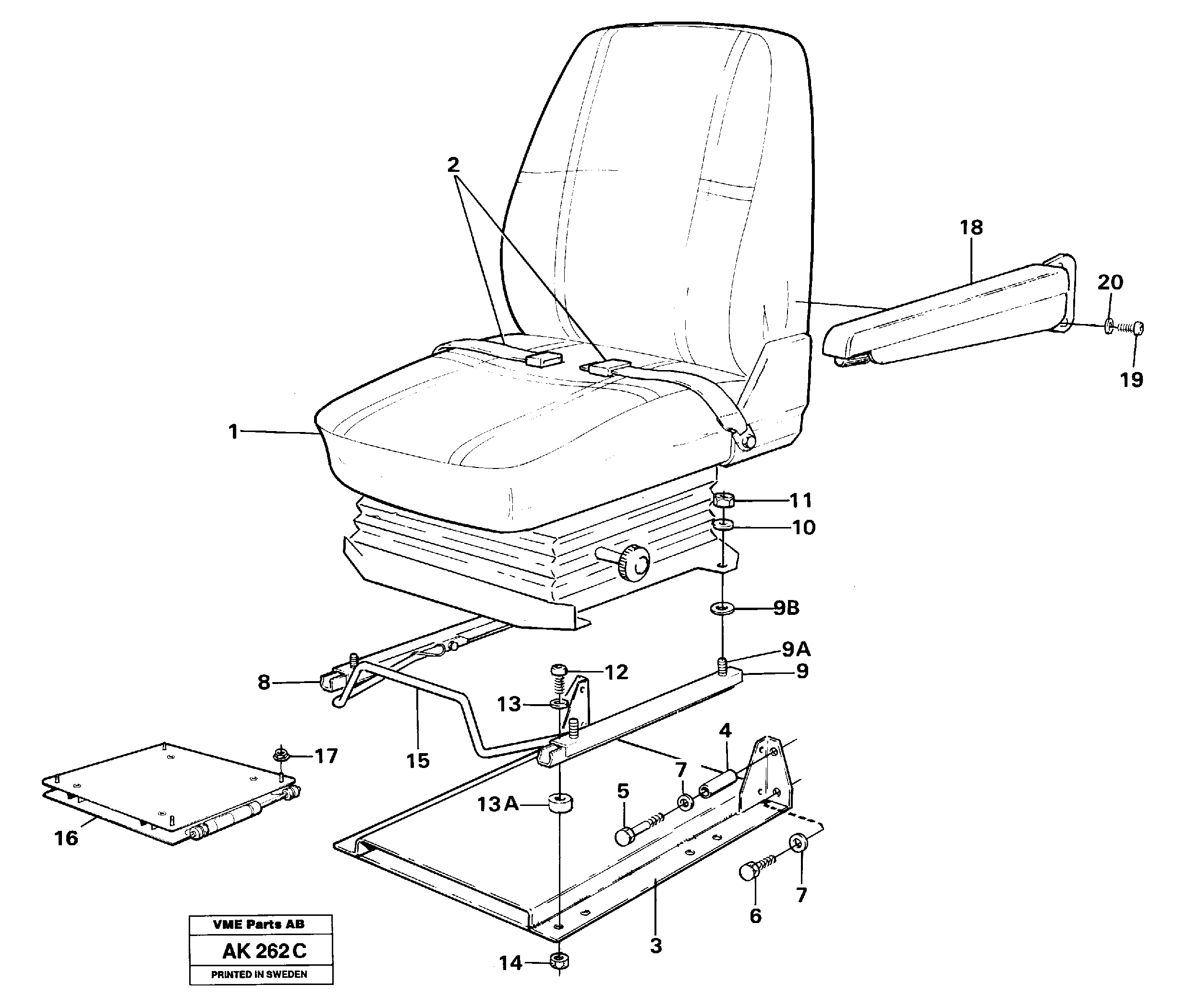 Схема запчастей Volvo L180 - 81925 Operator seat with fitting parts L180/L180C VOLVO BM VOLVO BM L180/L180C SER NO -2532 / -60469 USA