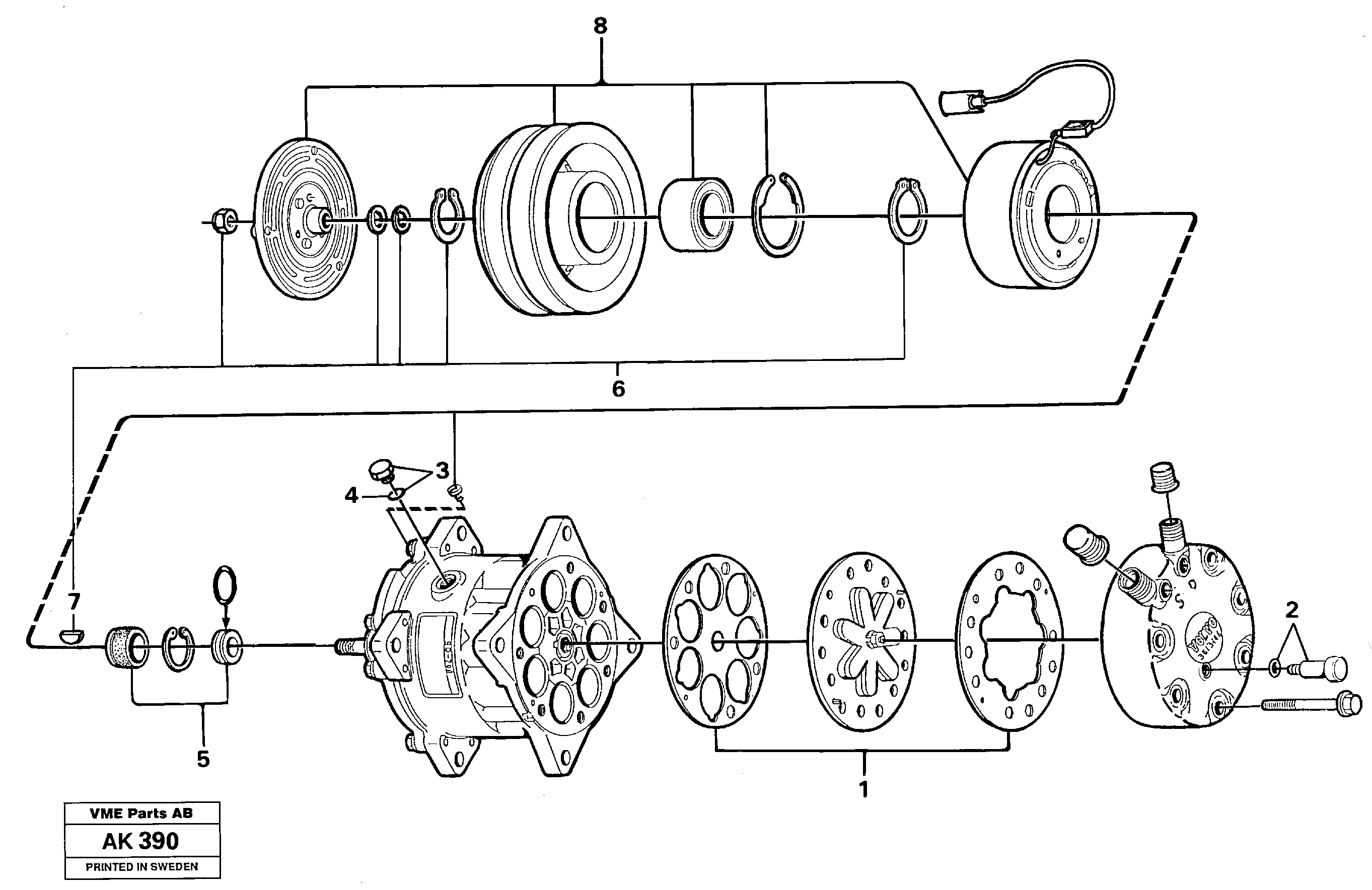 Схема запчастей Volvo L180 - 13277 Compressor L180/L180C VOLVO BM VOLVO BM L180/L180C SER NO -2532 / -60469 USA