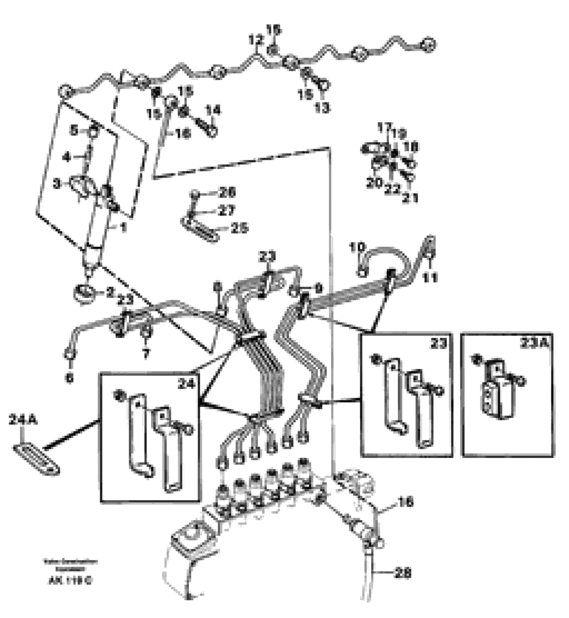 Схема запчастей Volvo L180 - 80345 Fuel lines, injectors L180/L180C VOLVO BM VOLVO BM L180/L180C SER NO -2532 / -60469 USA