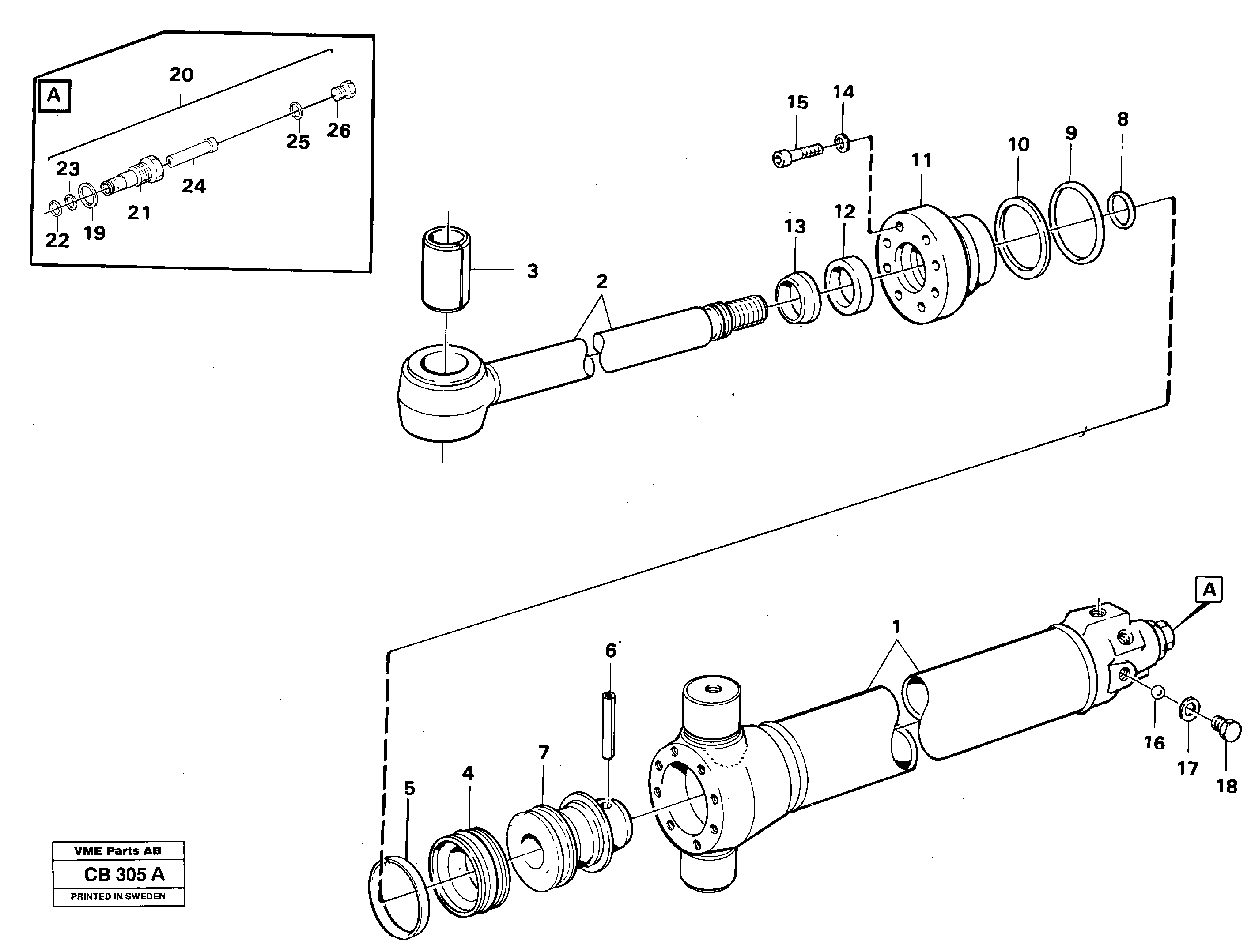 Схема запчастей Volvo EL70 - 10908 Hydraulic cylinder slewing post EL70 VOLVO BM VOLVO BM EL70