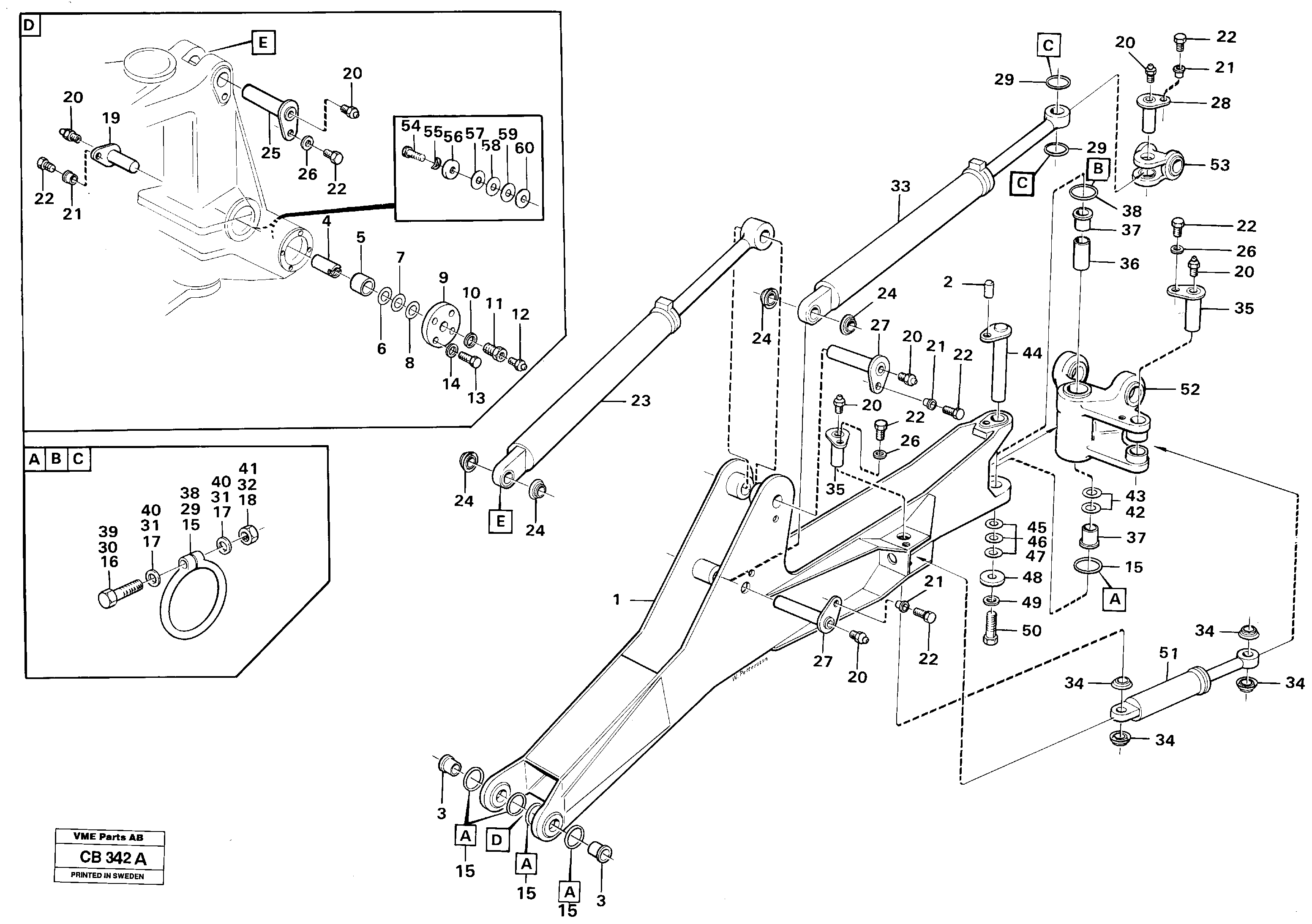 Схема запчастей Volvo EL70 - 37640 Excavator beam, with deflection EL70 VOLVO BM VOLVO BM EL70