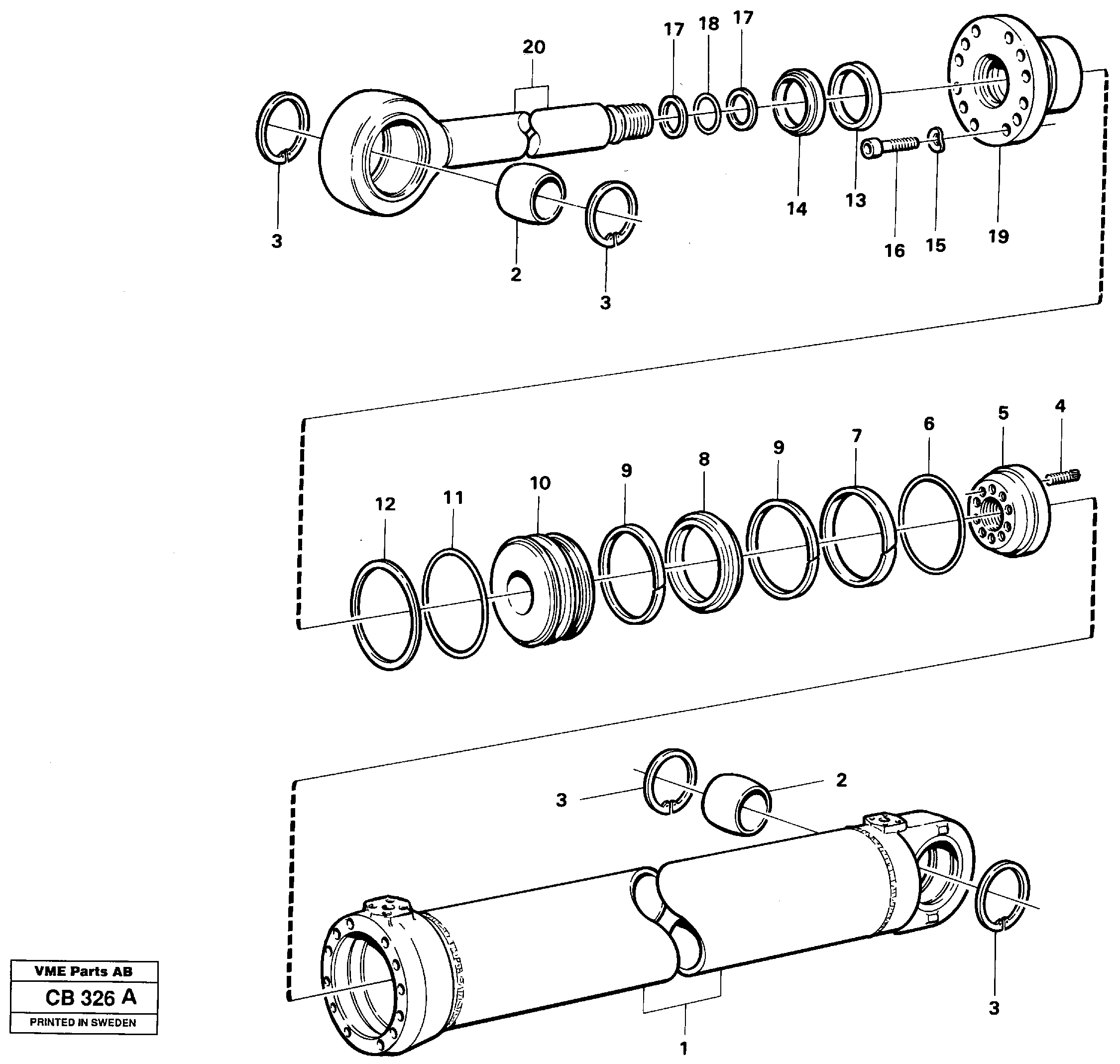 Схема запчастей Volvo EL70 - 315 Dipperstick cylinder EL70 VOLVO BM VOLVO BM EL70