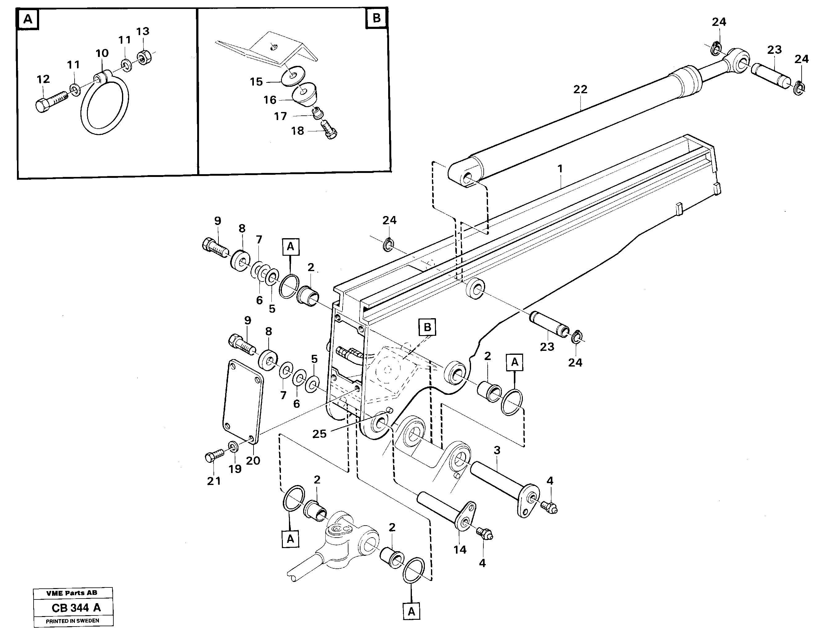 Схема запчастей Volvo EL70 - 37643 Excavator arm extending inner arm EL70 VOLVO BM VOLVO BM EL70