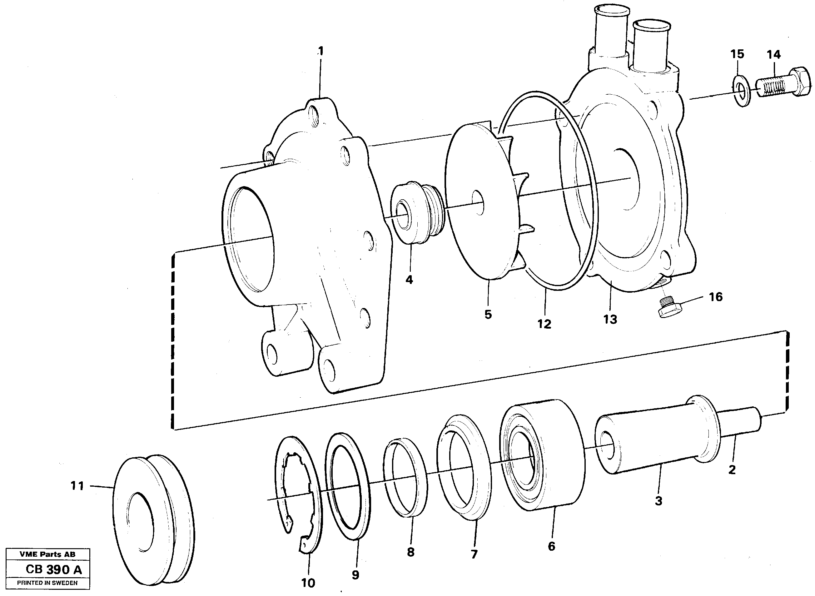 Схема запчастей Volvo EL70 - 34380 Water pump EL70 VOLVO BM VOLVO BM EL70