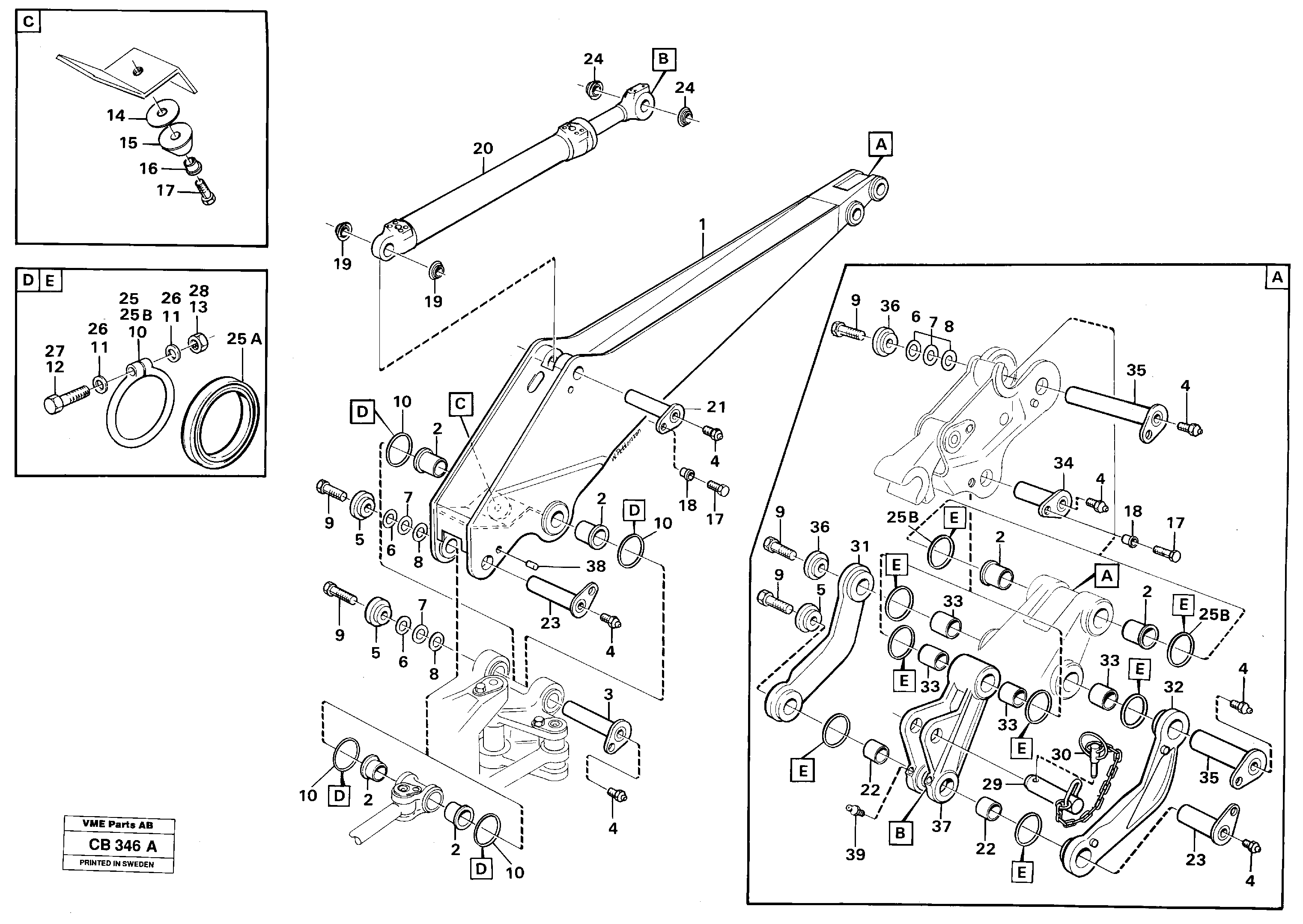 Схема запчастей Volvo EL70 - 37654 Excavator dipperstick with lateral angle EL70 VOLVO BM VOLVO BM EL70