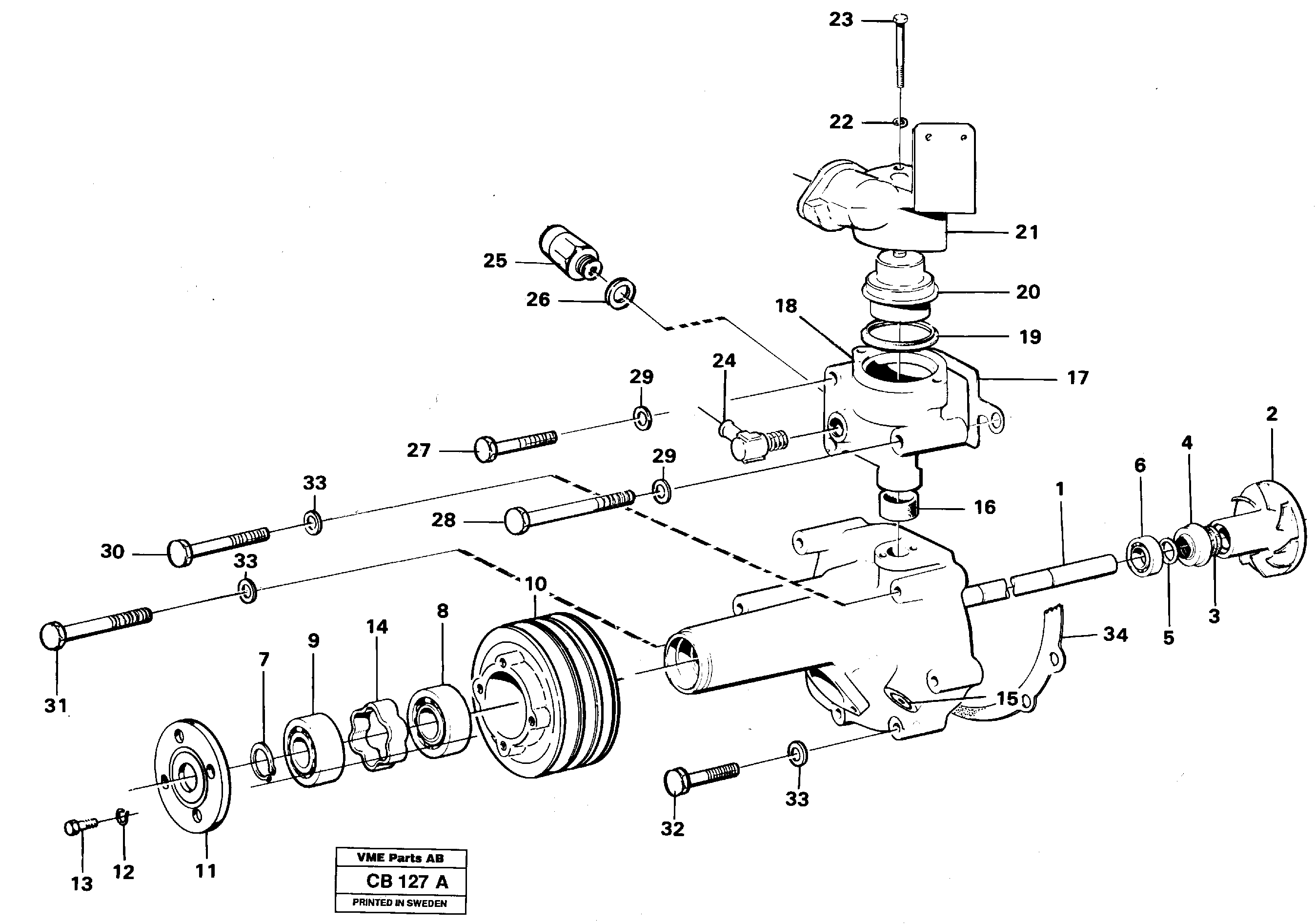 Схема запчастей Volvo EL70 - 5402 Water pump and thermostat housing EL70 VOLVO BM VOLVO BM EL70