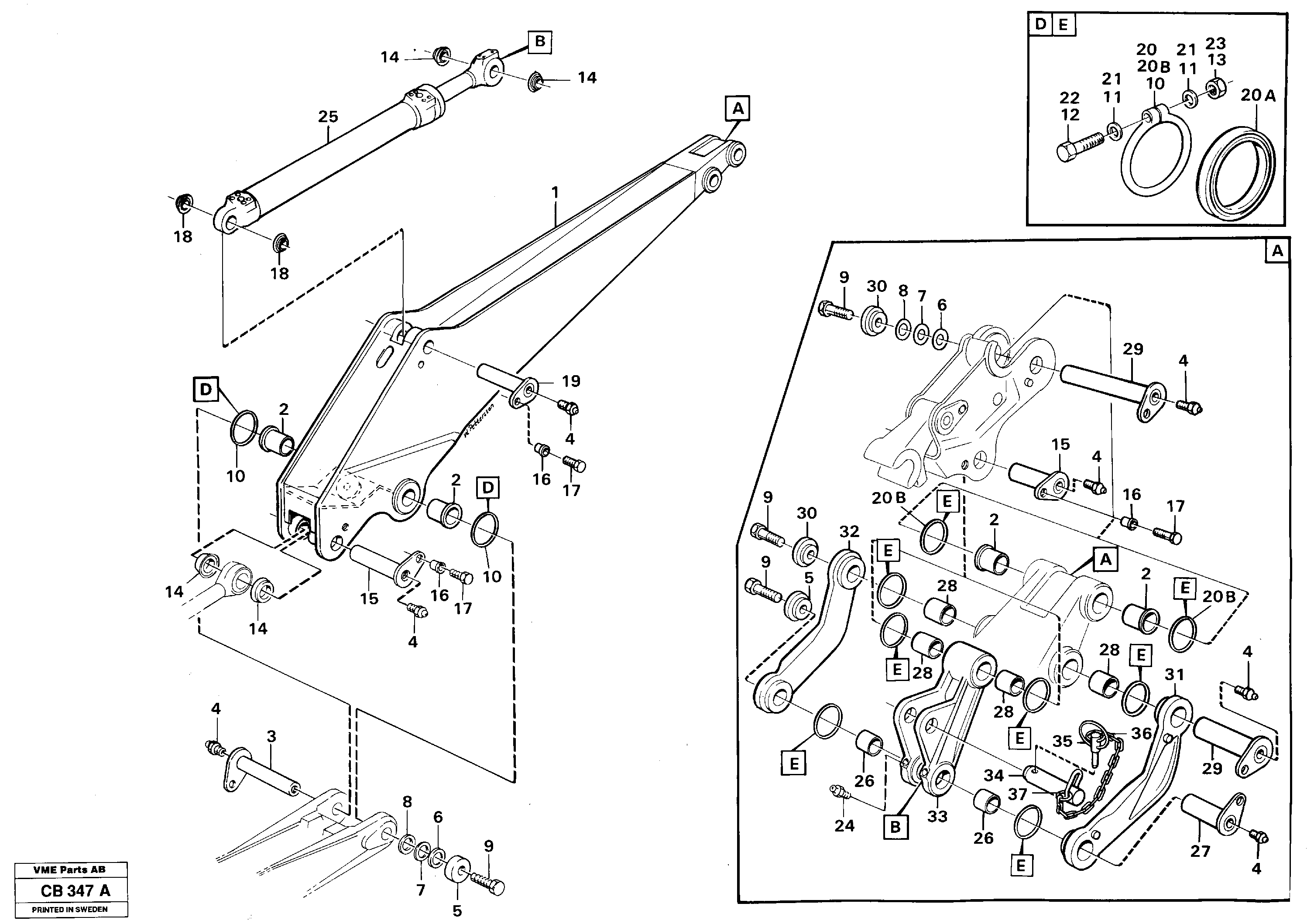 Схема запчастей Volvo EL70 - 37655 Excavator dipperstick without lateral angle facility EL70 VOLVO BM VOLVO BM EL70