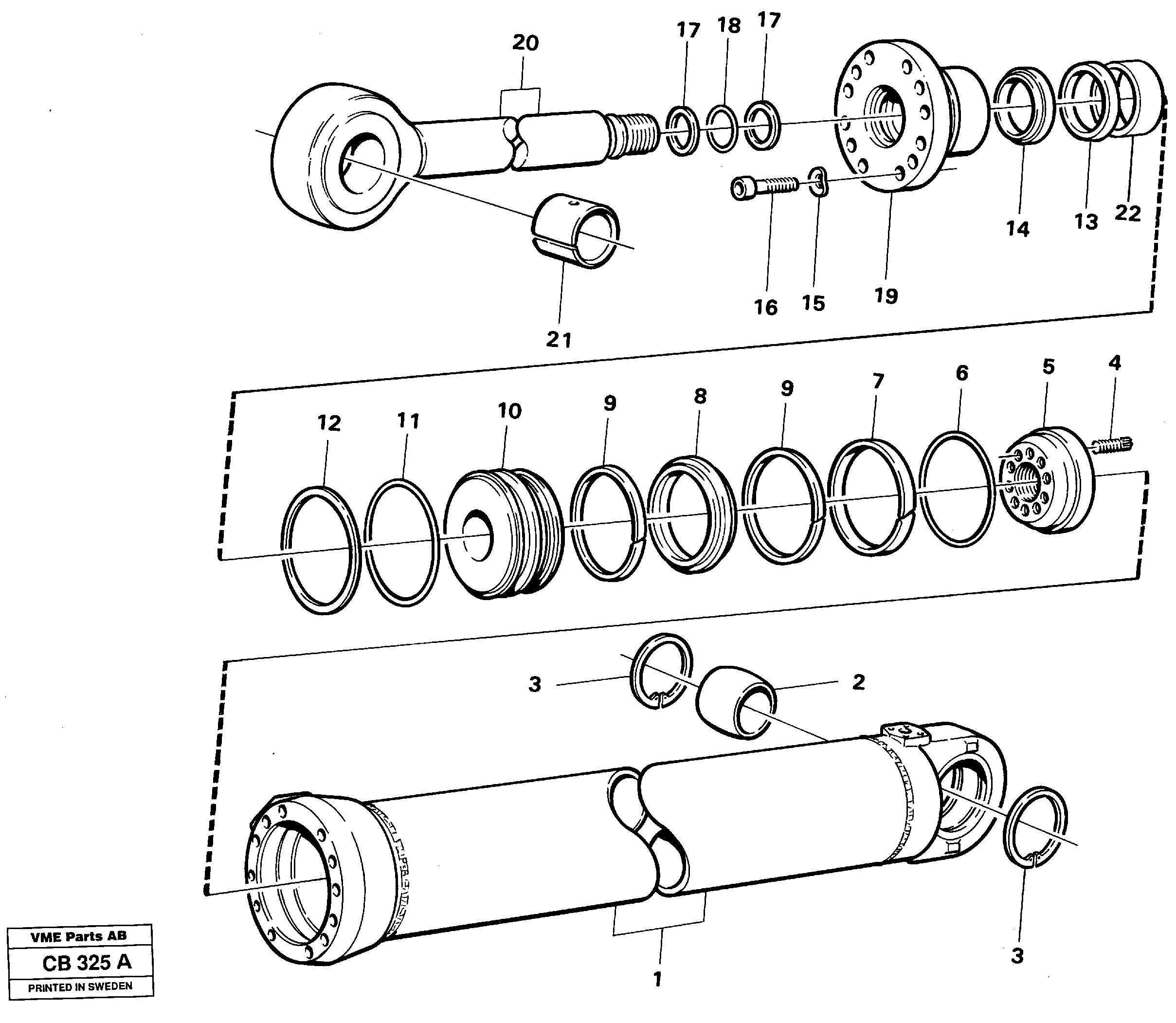 Схема запчастей Volvo EL70 - 74831 Dipperstick cylinder EL70 VOLVO BM VOLVO BM EL70