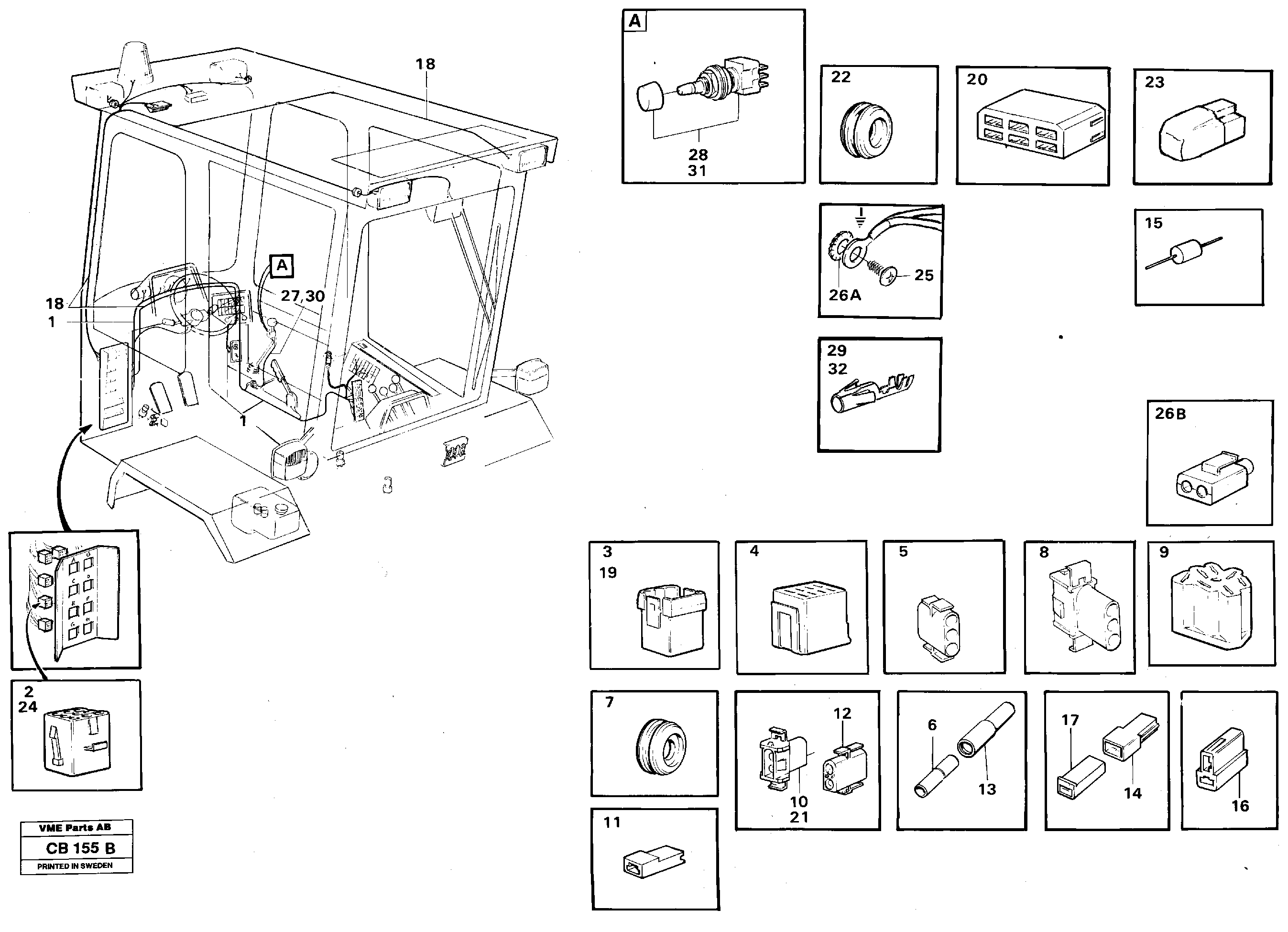 Схема запчастей Volvo EL70 - 65468 Electrical system, cab EL70 VOLVO BM VOLVO BM EL70